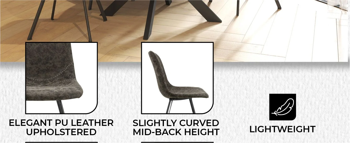 Markley Modern Leather Dining Chair With Metal Legs