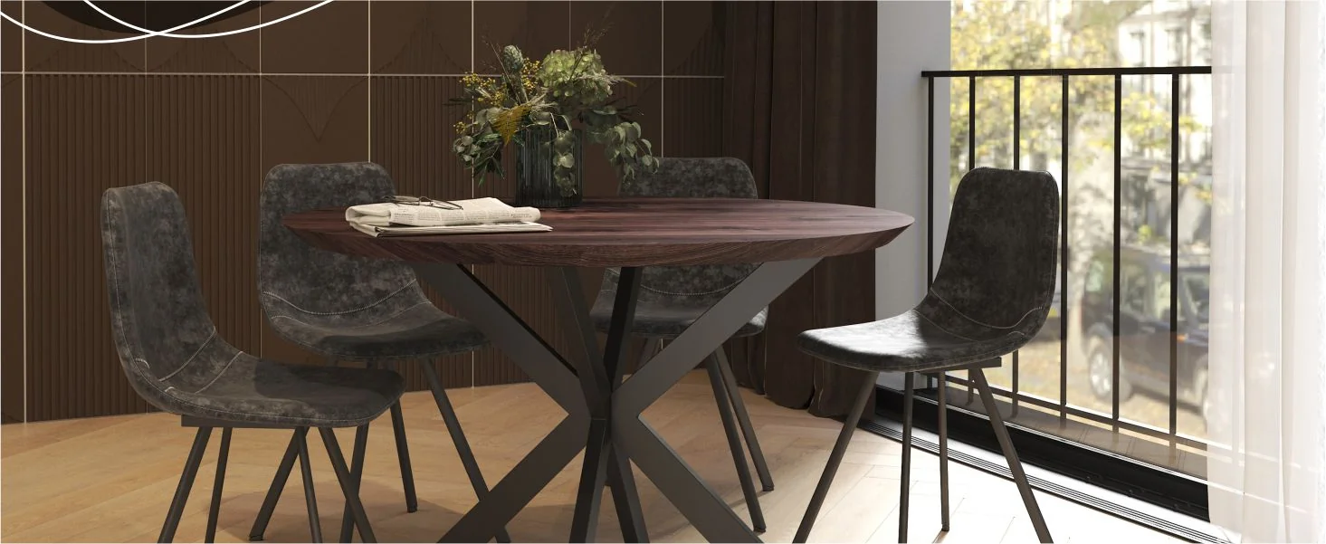 Markley Modern Leather Dining Chair With Metal Legs