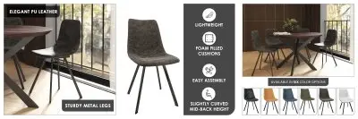 Markley Modern Leather Dining Chair With Metal Legs