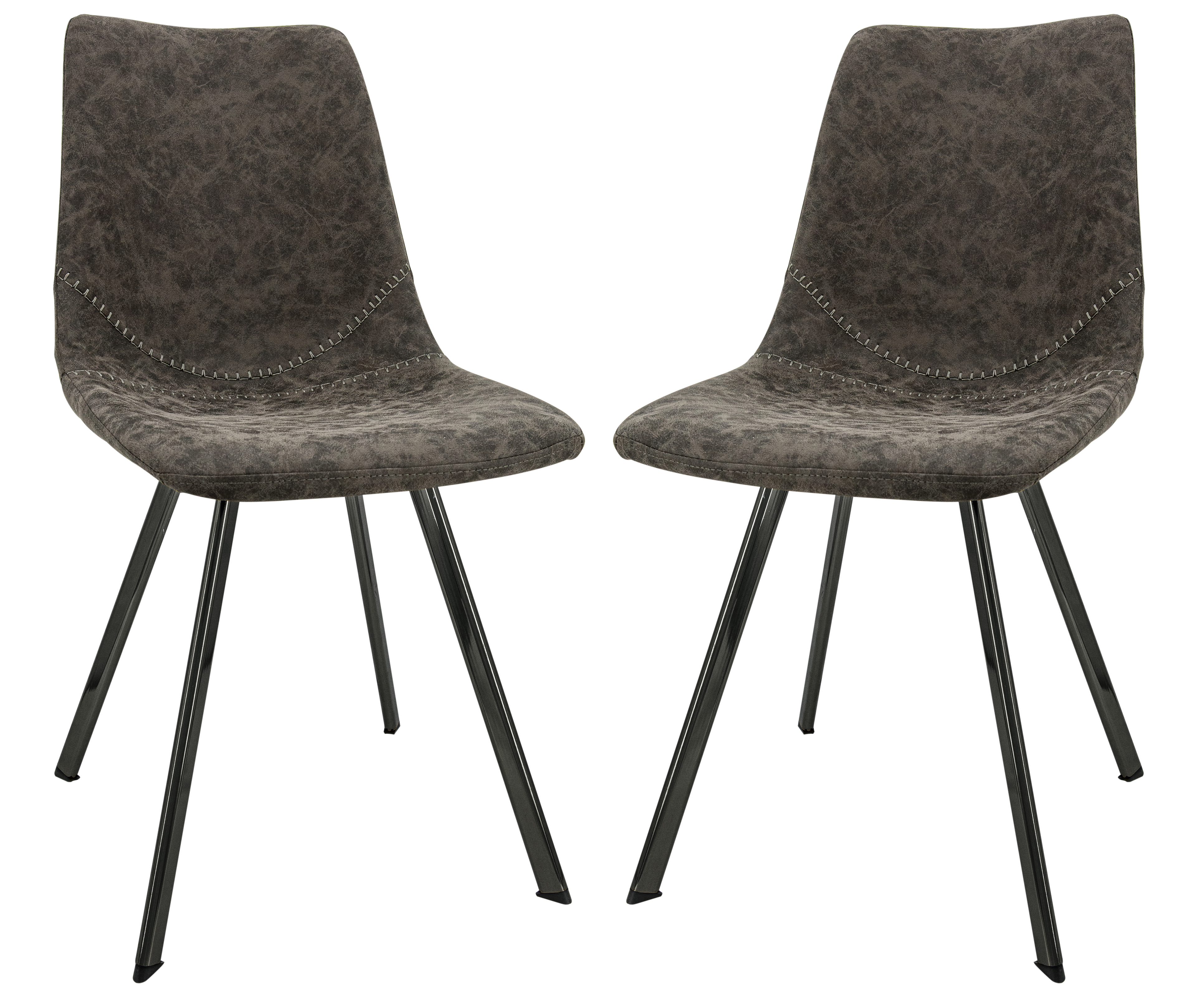 Markley Modern Leather Dining Chair With Metal Legs Set of 2