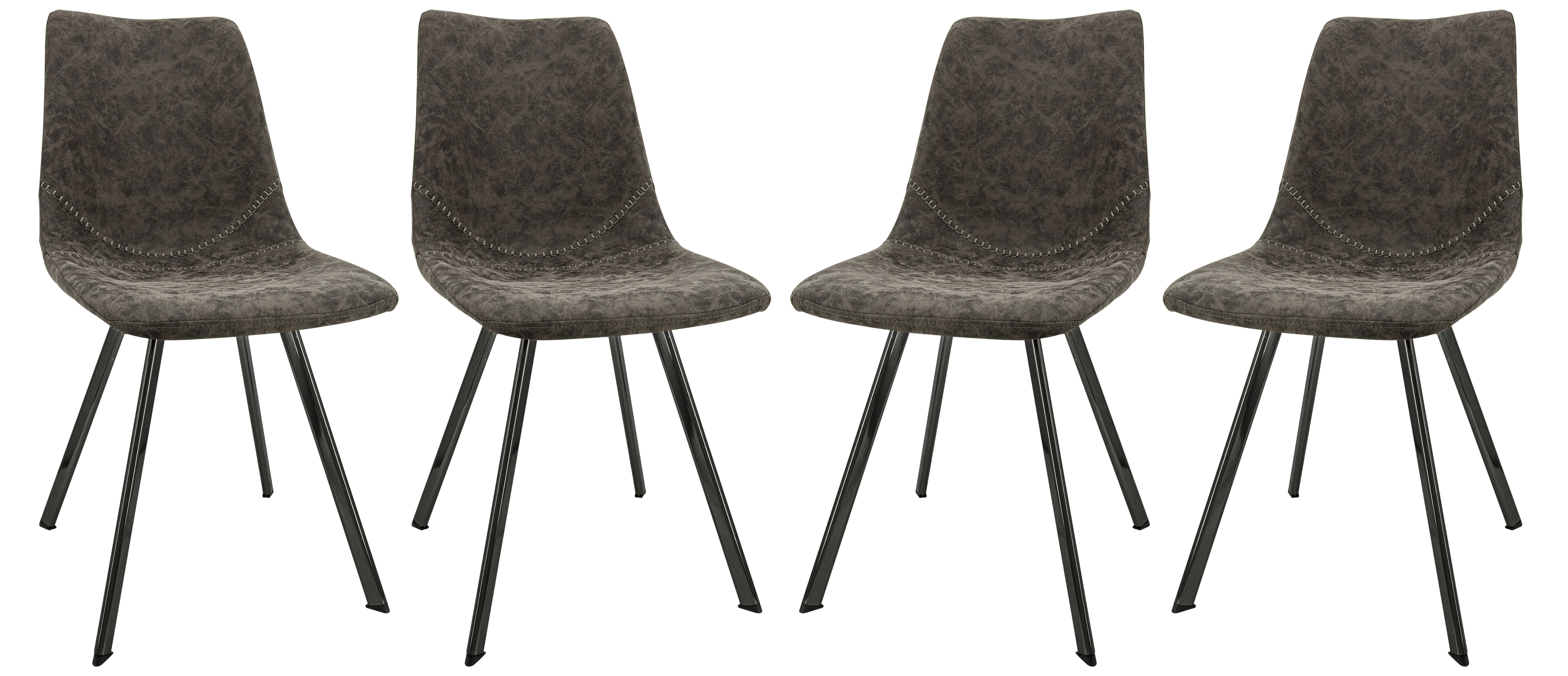 Markley Modern Leather Dining Chair With Metal Legs Set of 4