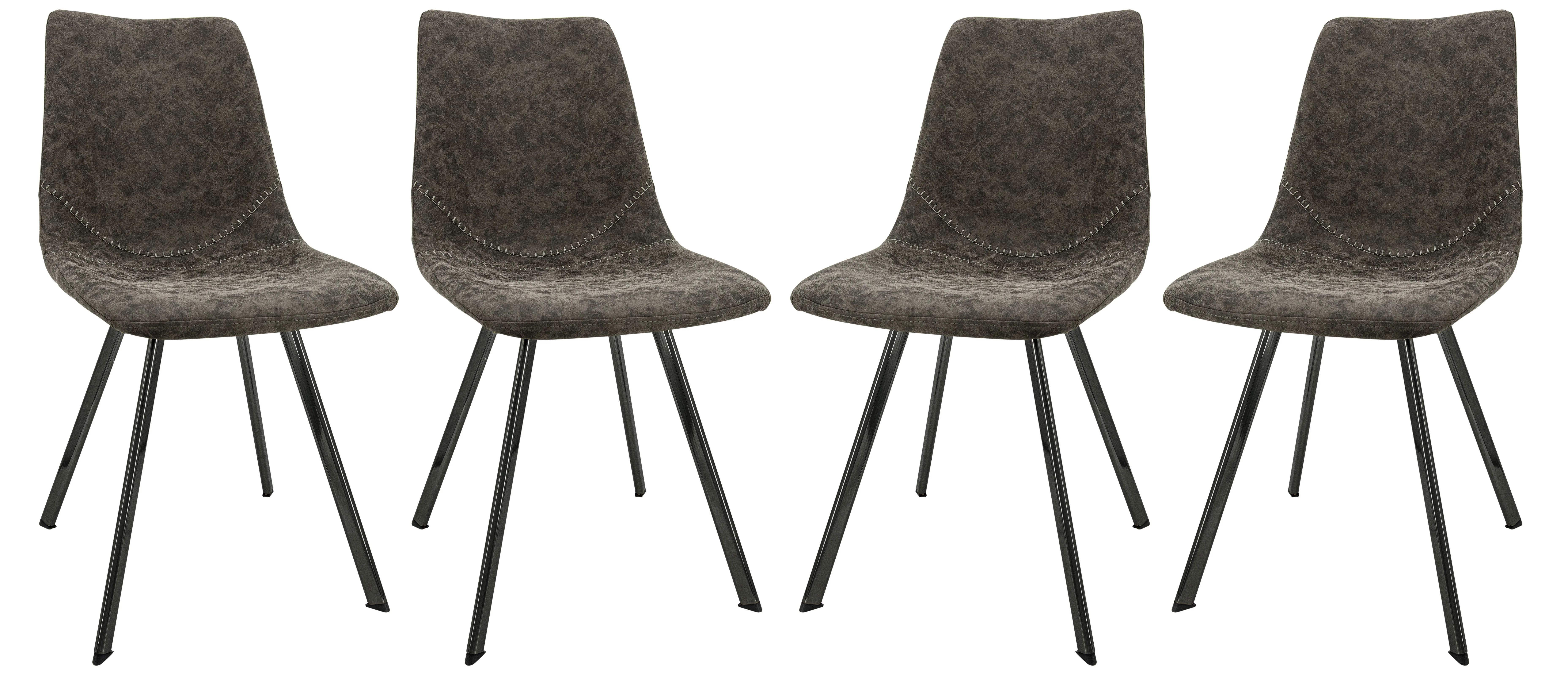 Markley Modern Leather Dining Chair With Metal Legs Set of 4
