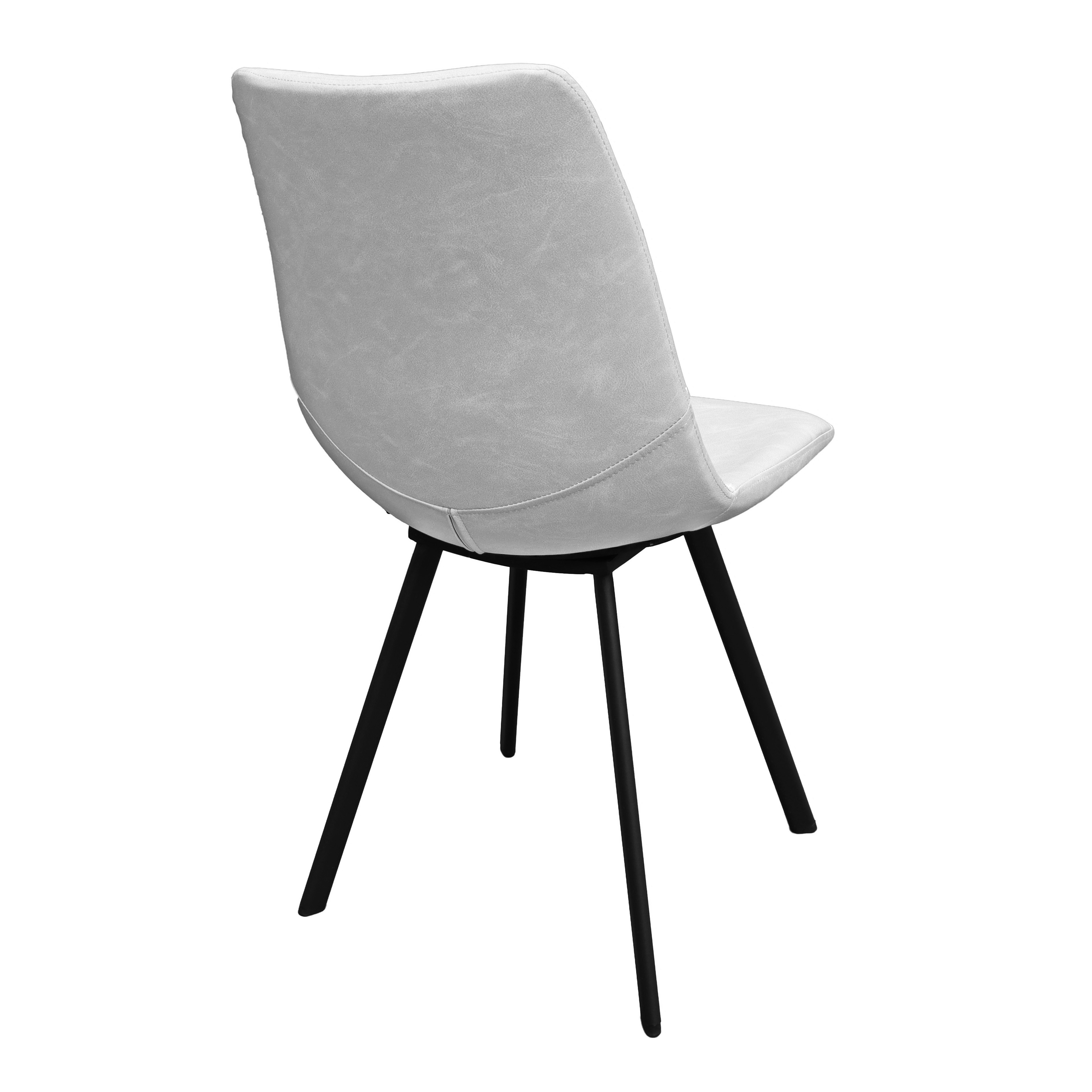 Markley Modern Leather Dining Chair With Metal Legs Set of 2, Light Grey