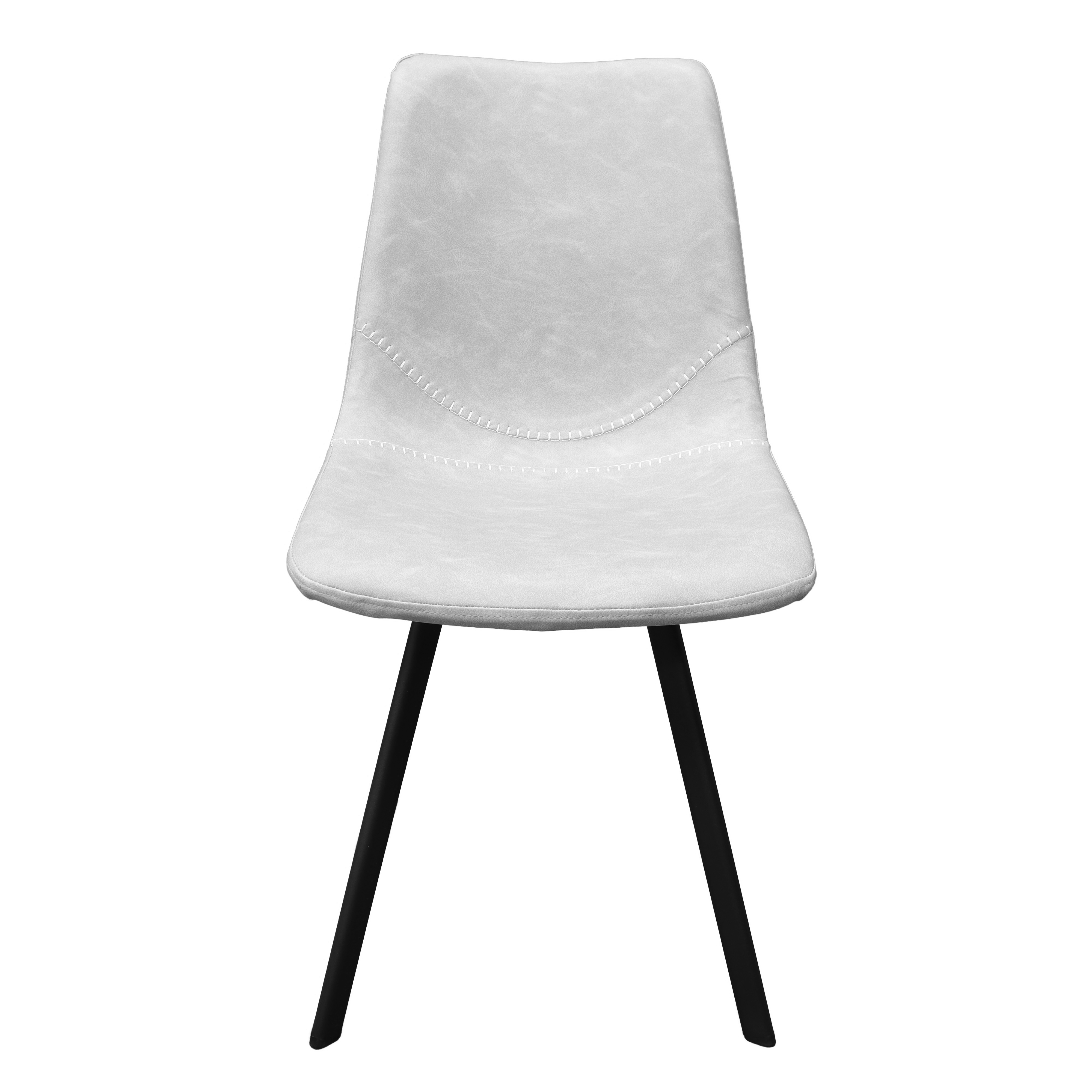 Markley Modern Leather Dining Chair With Metal Legs Set of 2, Light Grey