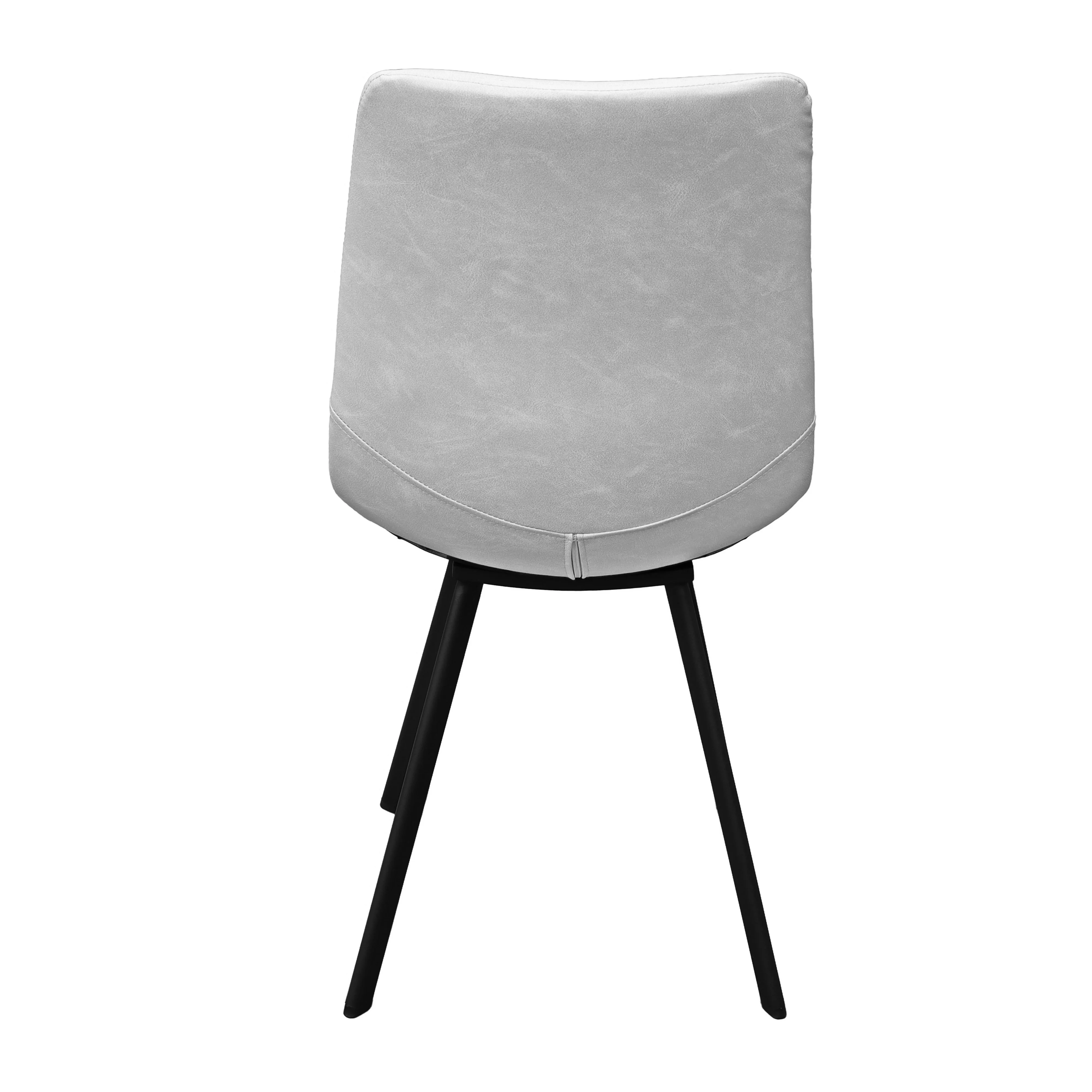 Markley Modern Leather Dining Chair With Metal Legs Set of 4, Light Grey