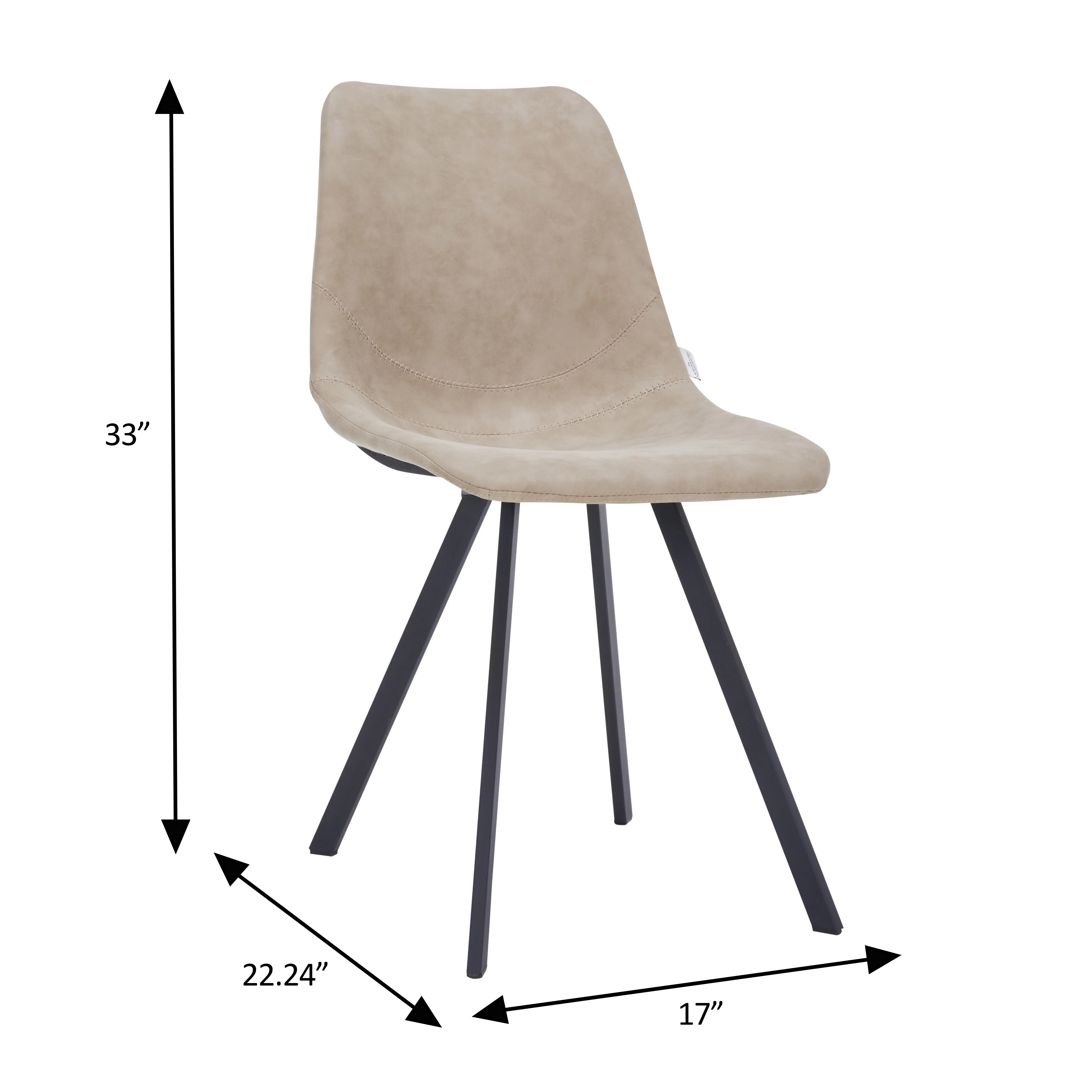 Markly Modern Leather Dining Chair With Metal Legs in Taupe