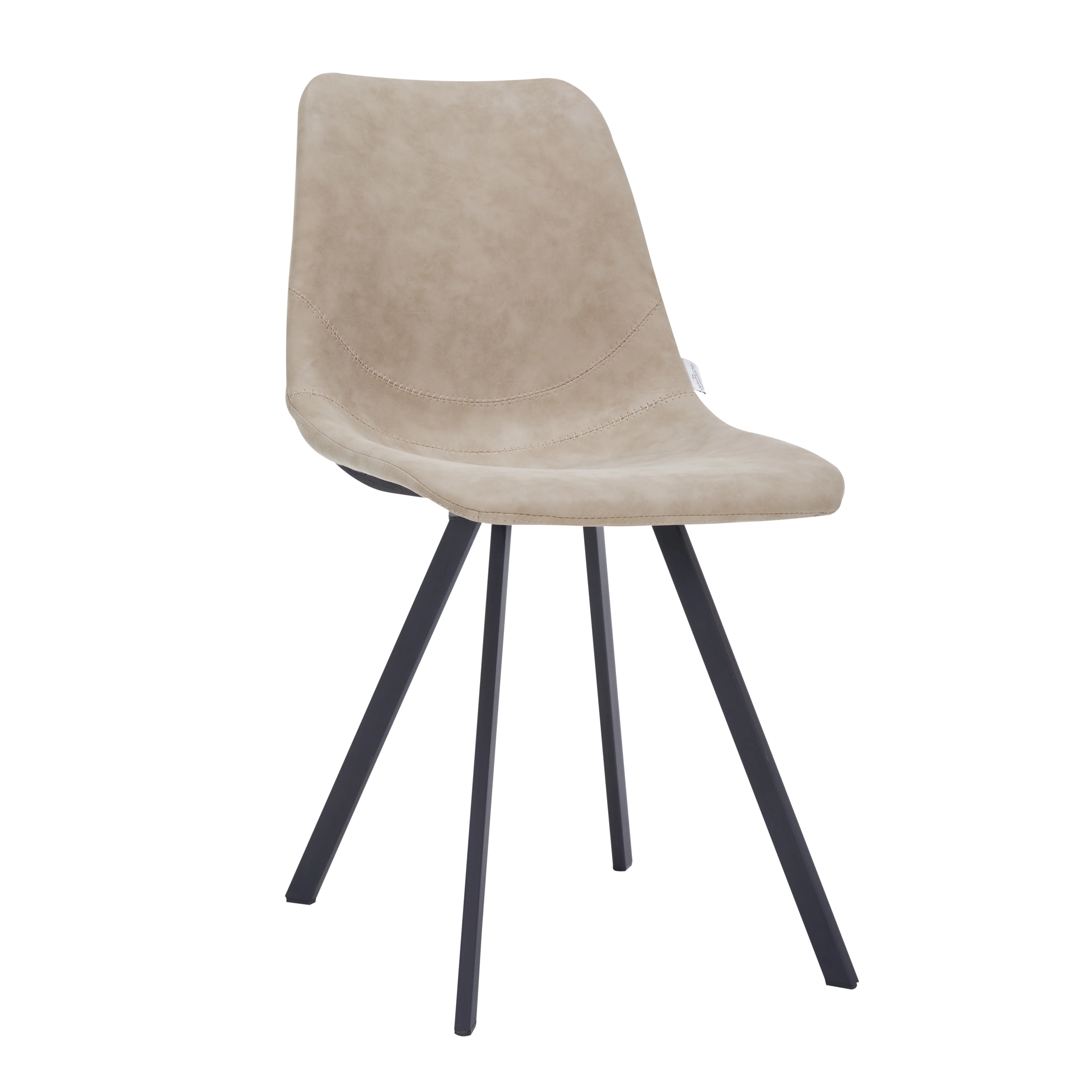 Markly Modern Leather Dining Chair With Metal Legs in Taupe