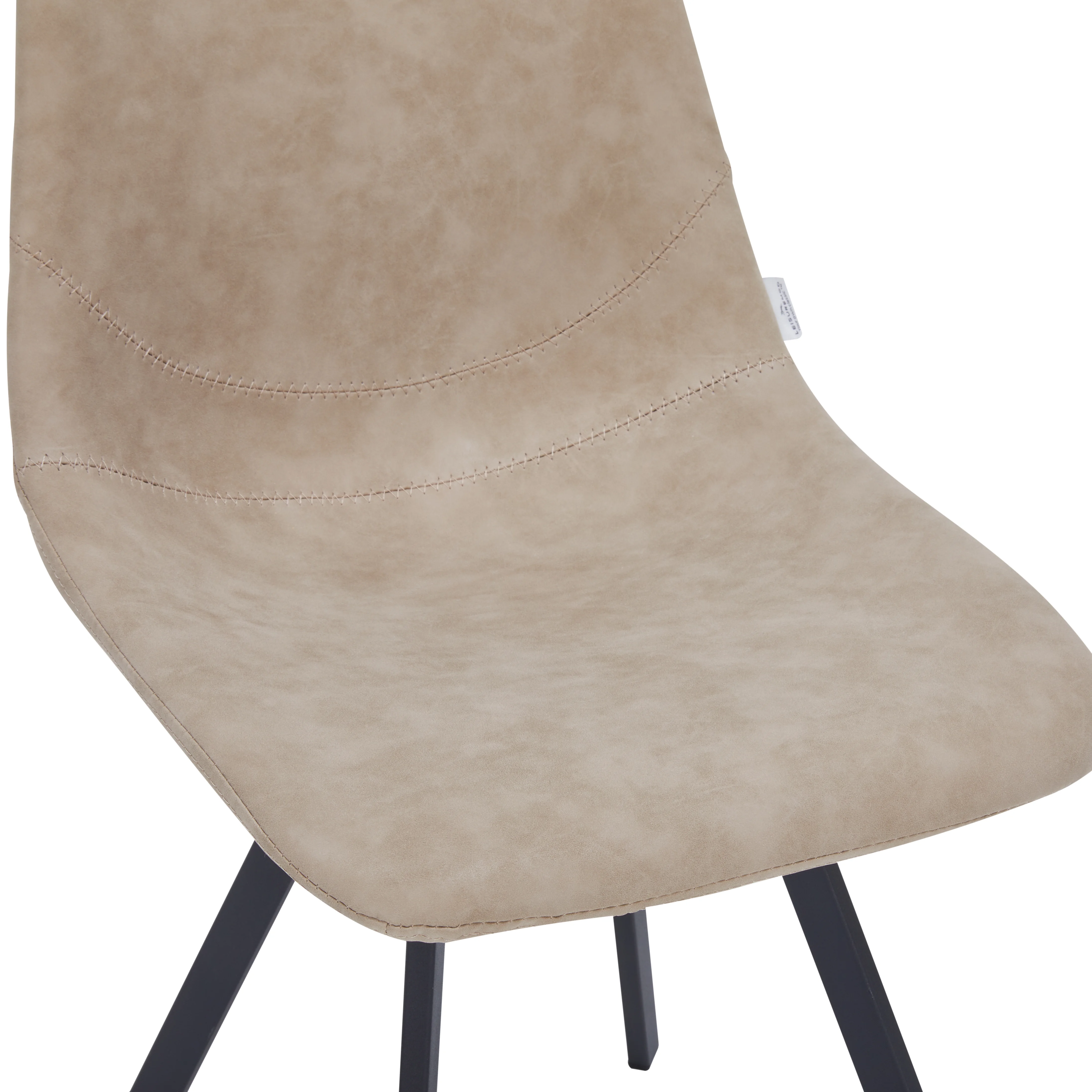 Markly Modern Leather Dining Chair With Metal Legs in Taupe