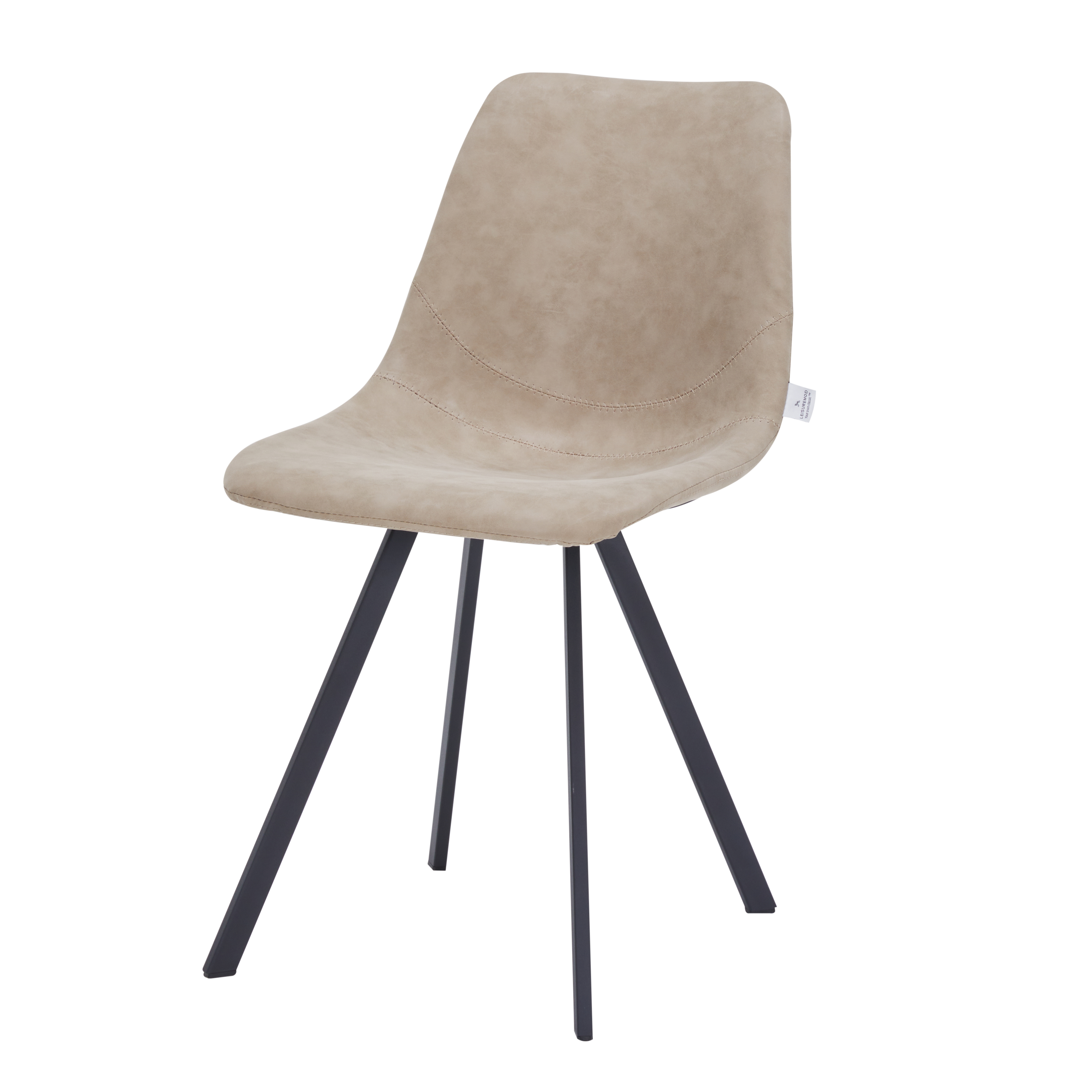 Markly Modern Leather Dining Chair With Metal Legs in Taupe Set of 2