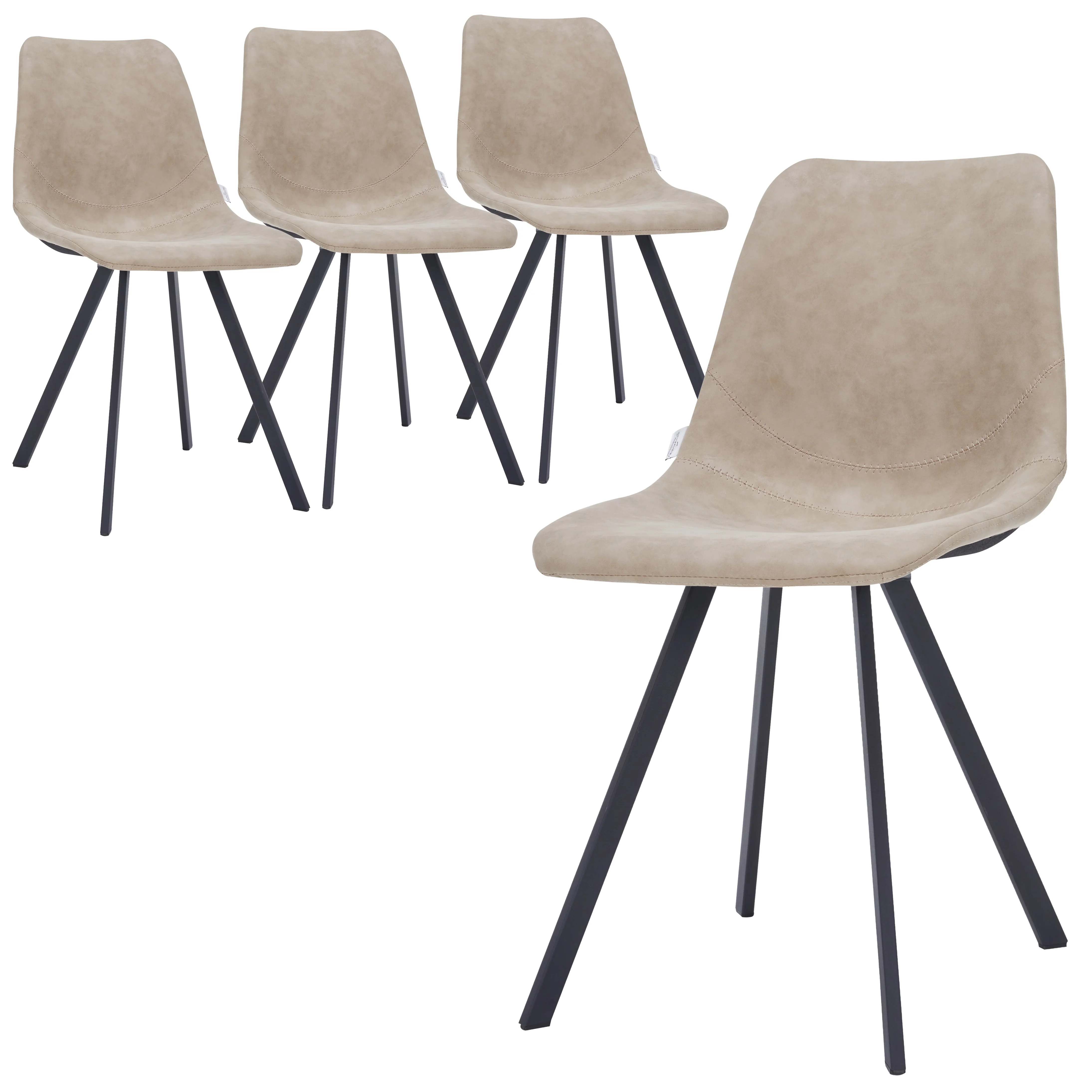 Markly Modern Leather Dining Chair With Metal Legs in Taupe Set of 4