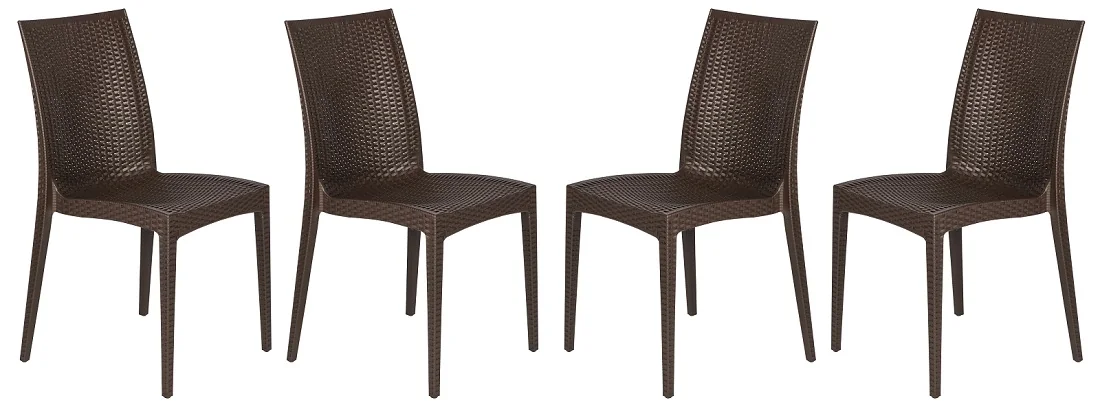 Weave Mace Indoor/Outdoor Dining Chair (Armless), Set of 4