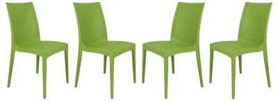 Weave Mace Indoor/Outdoor Dining Chair (Armless), Set of 4