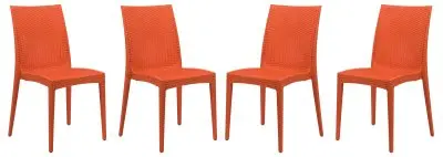 Weave Mace Indoor/Outdoor Dining Chair (Armless), Set of 4