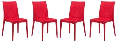 Weave Mace Indoor/Outdoor Dining Chair (Armless), Set of 4