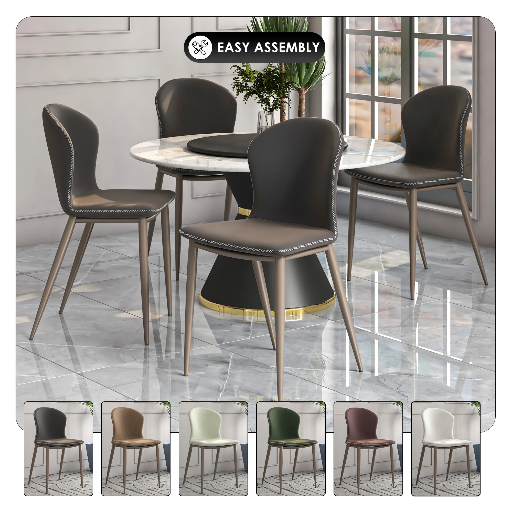 Mosaic Collection Modern Dining Chair in Charcoal Fabric
