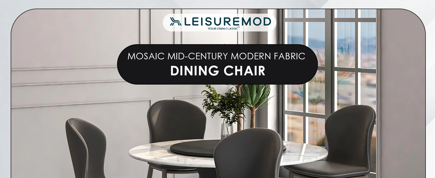 Mosaic Collection Modern Dining Chair in Charcoal Fabric - Set of 2