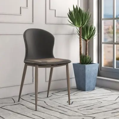 Mosaic Collection Modern Dining Chair in Charcoal Fabric - Set of 2