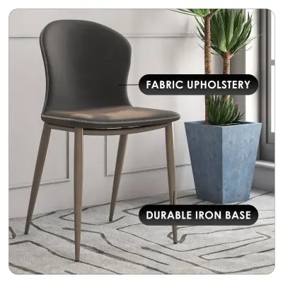Mosaic Collection Modern Dining Chair in Charcoal Fabric - Set of 4
