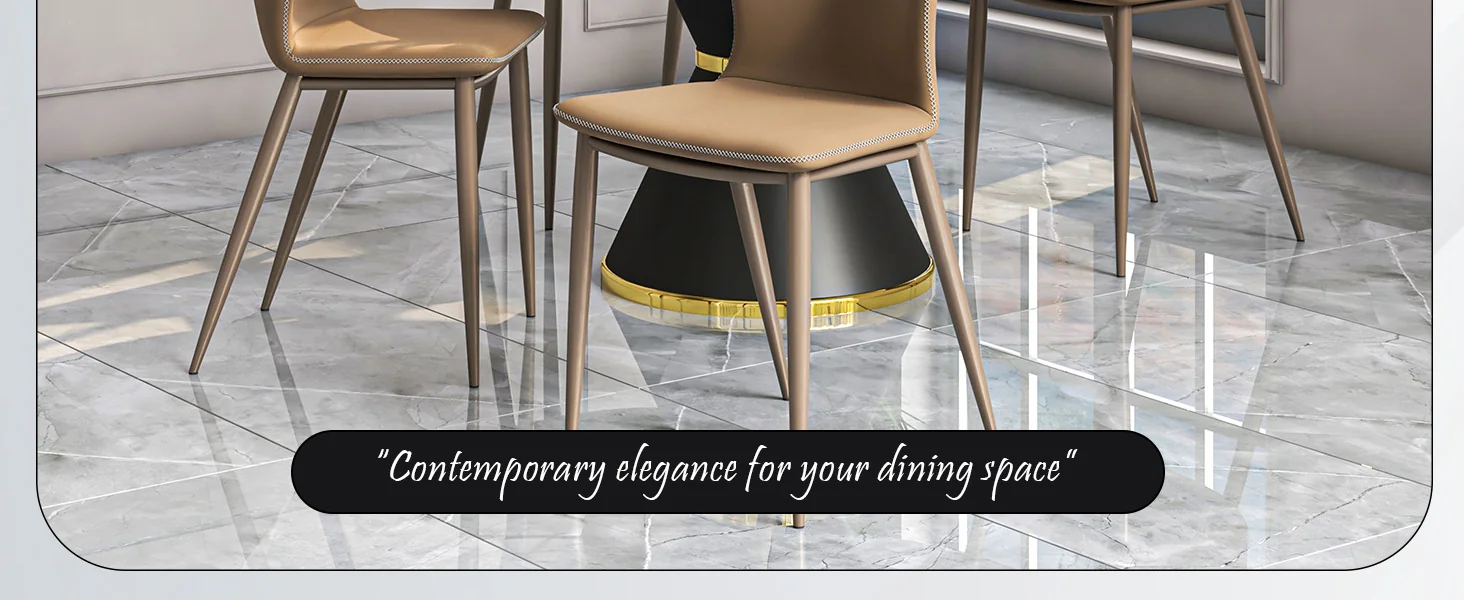 Mosaic Collection Modern Dining Chair in Light Brown Fabric - Set of 2