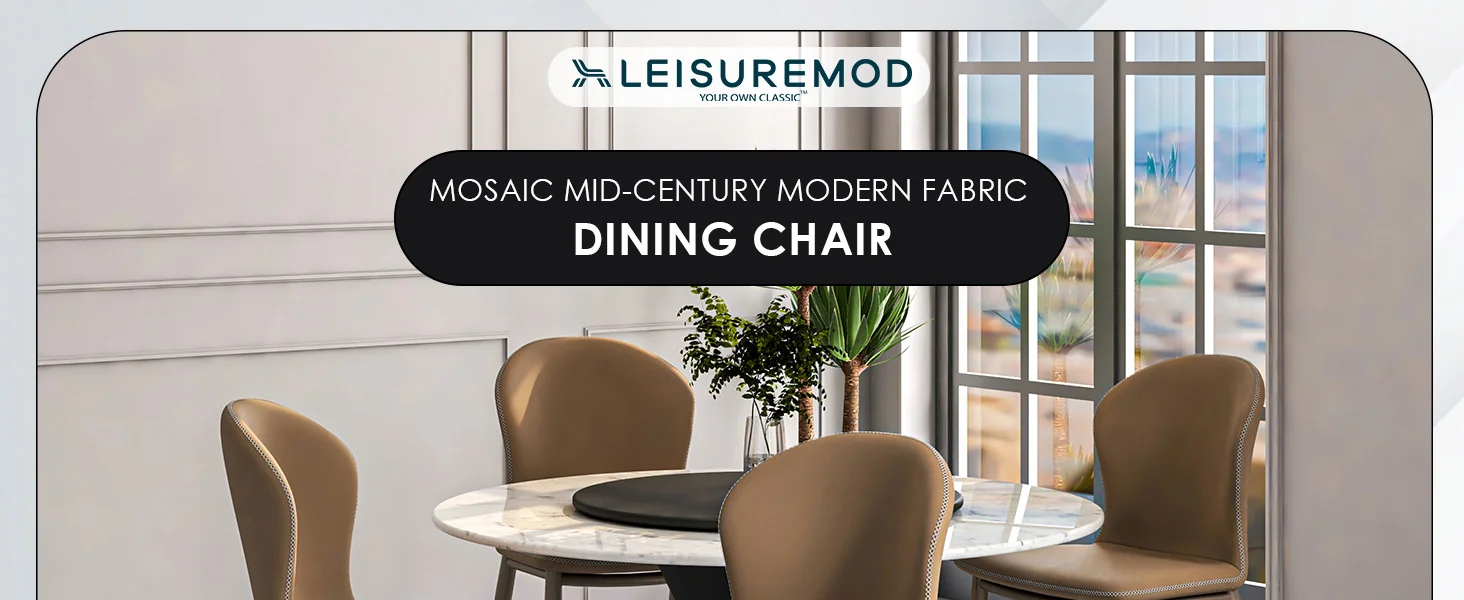 Mosaic Collection Modern Dining Chair in Light Brown Fabric - Set of 2