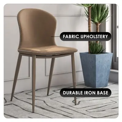 Mosaic Collection Modern Dining Chair in Light Brown Fabric - Set of 2