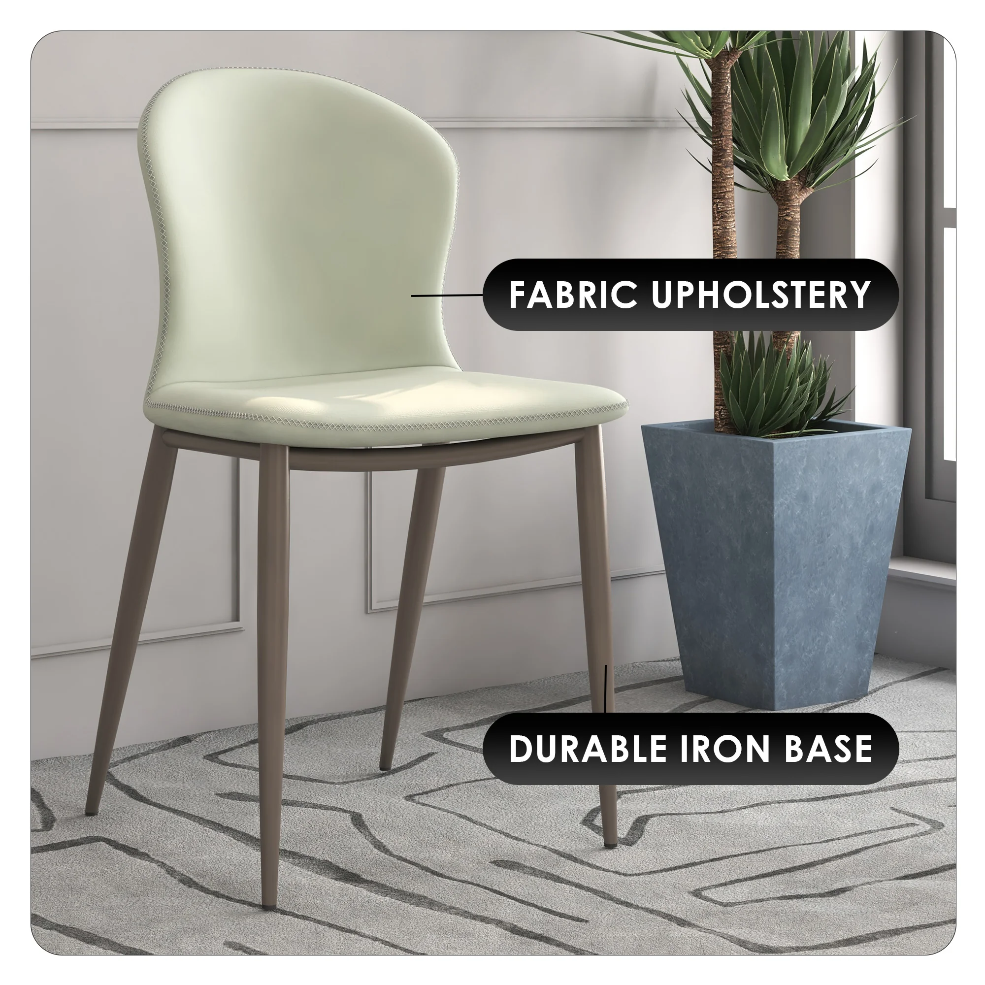 Mosaic Collection Modern Dining Chair in Light Grey - Set of 2