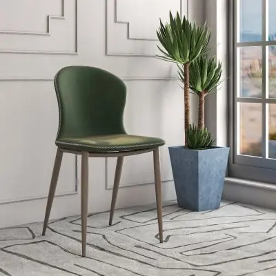 Mosaic Collection Modern Dining Chair in Olive Green Fabric