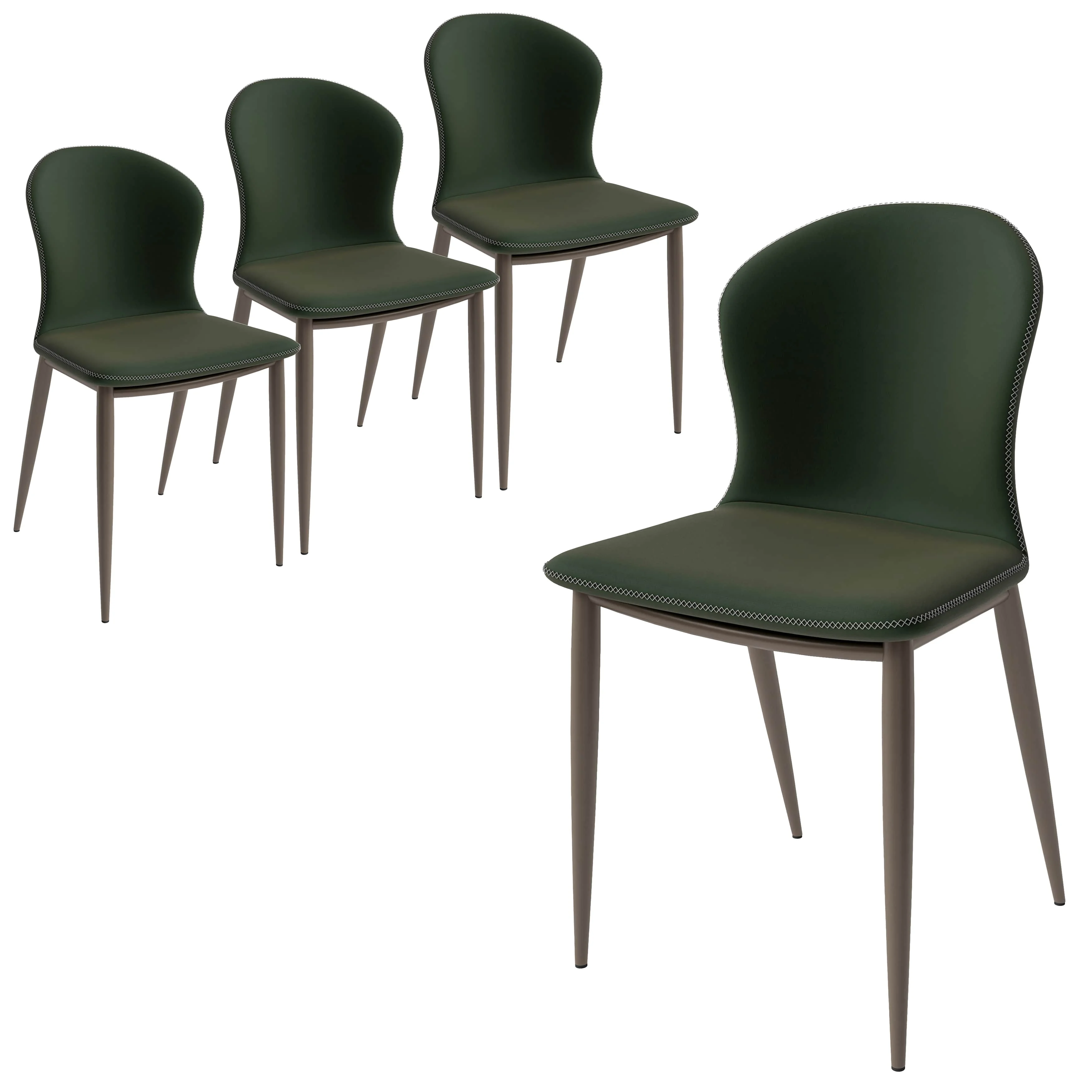 Mosaic Collection Modern Dining Chair in Olive Green Fabric - Set of 4