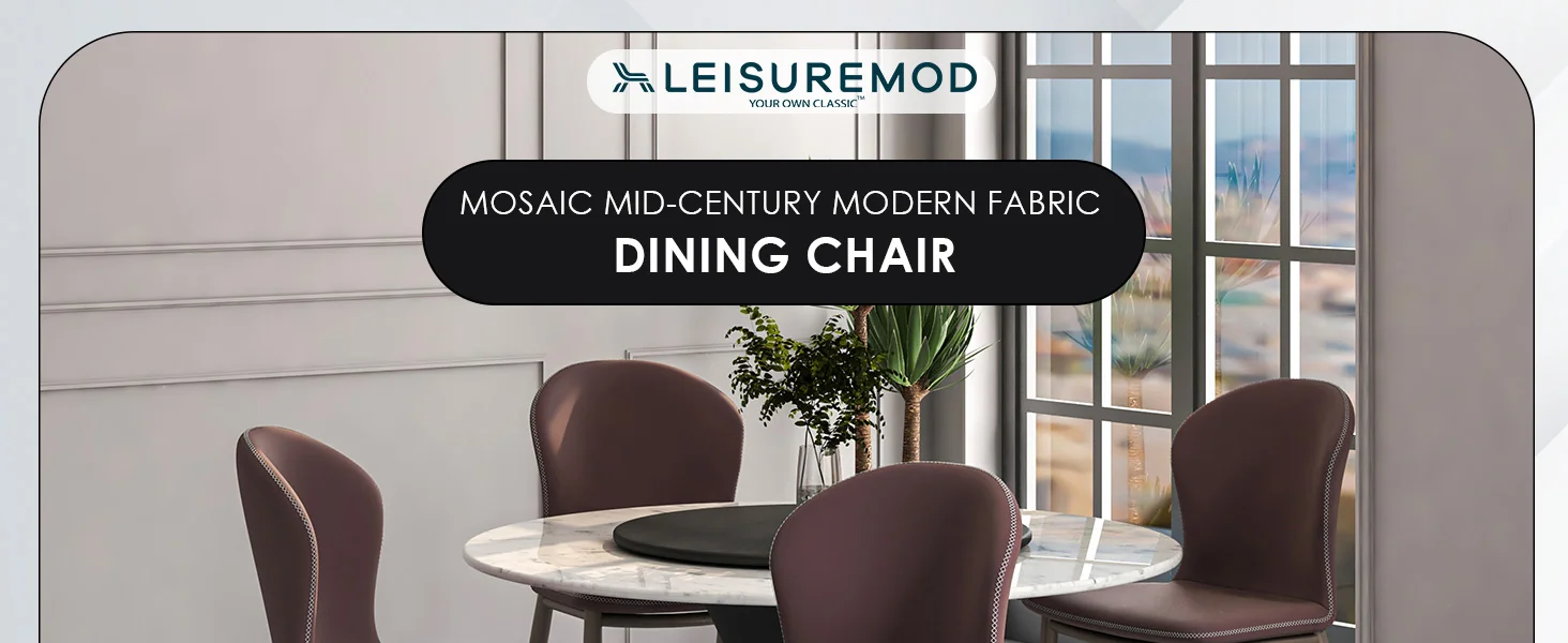 Mosaic Collection Modern Dining Chair in Plum Purple Fabric - Set of 2