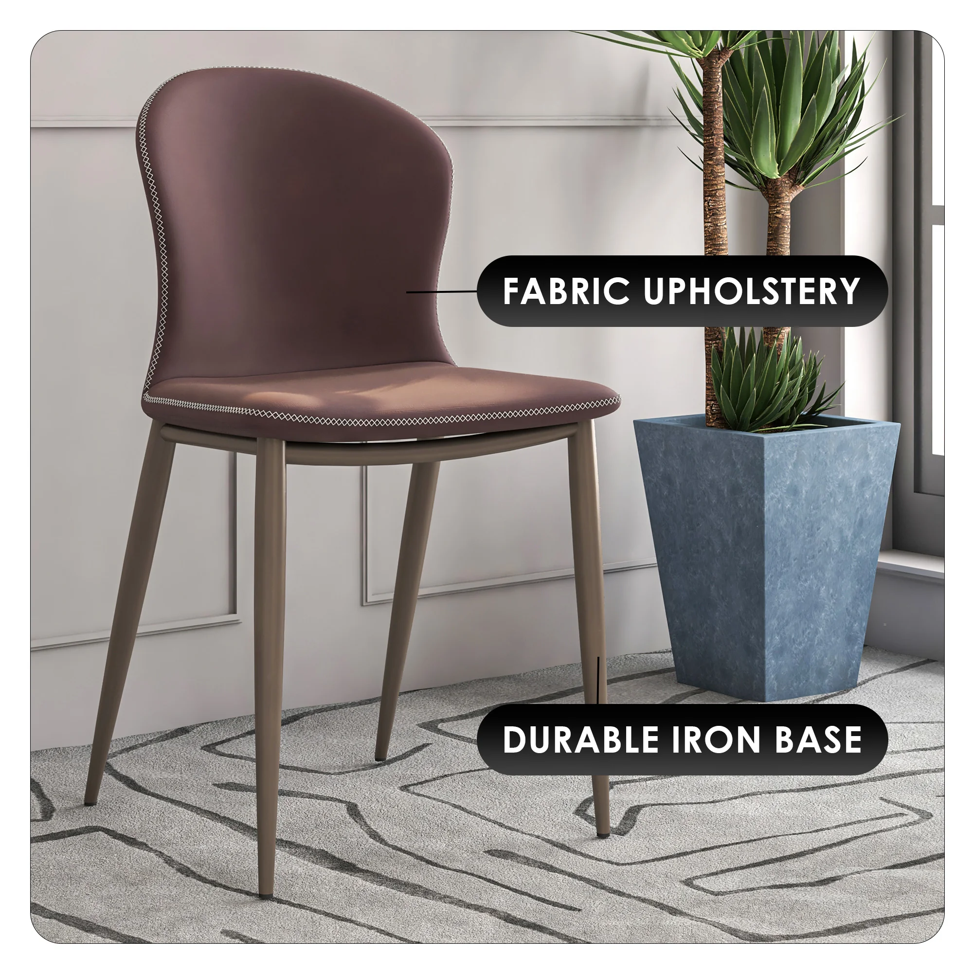 Mosaic Collection Modern Dining Chair in Plum Purple Fabric - Set of 4