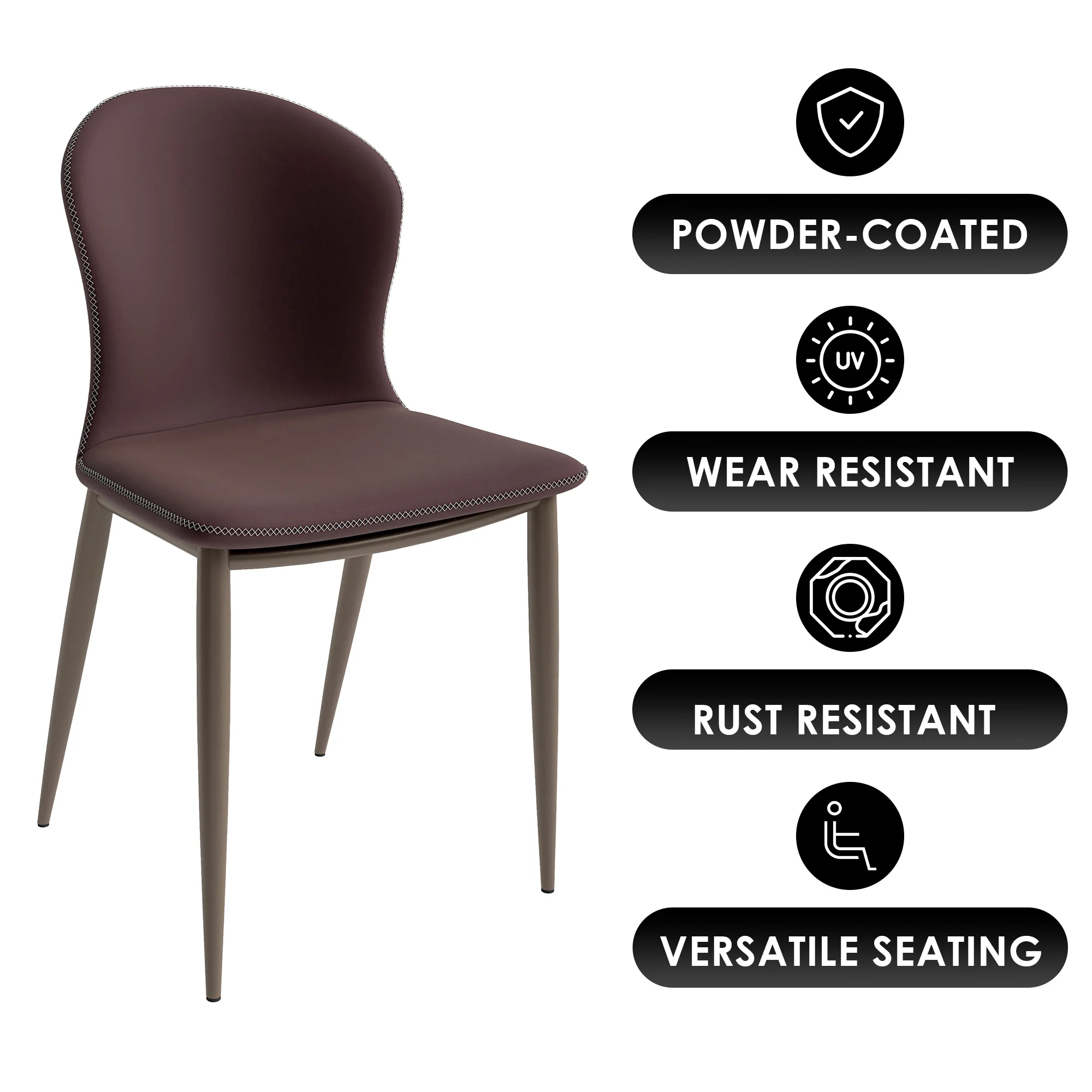 Mosaic Collection Modern Dining Chair in Plum Purple Fabric - Set of 4