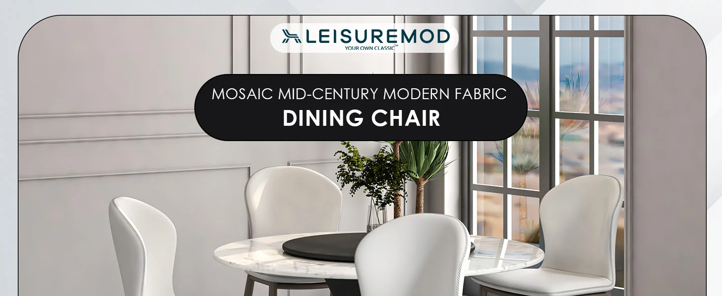 Mosaic Collection Modern Dining Chair in Coconut White Fabric