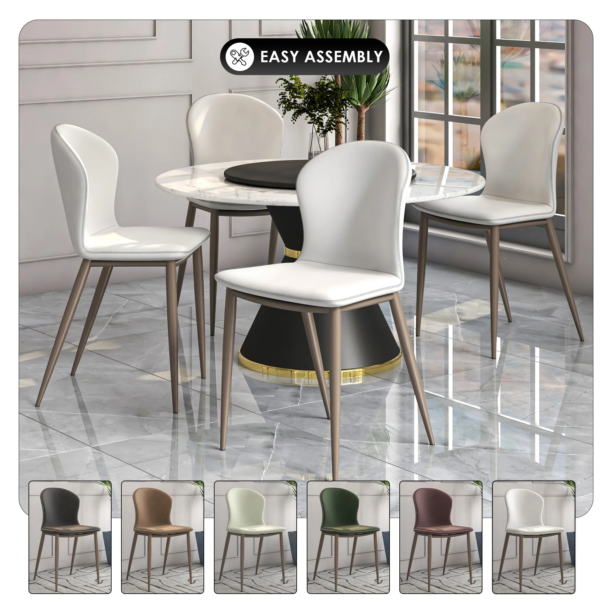 Mosaic Collection Modern Dining Chair in Coconut White Fabric