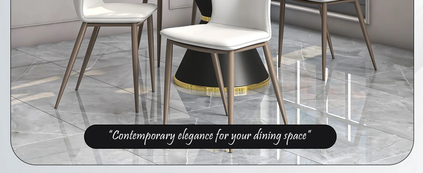 Mosaic Collection Modern Dining Chair in Coconut White Fabric - Set of 2