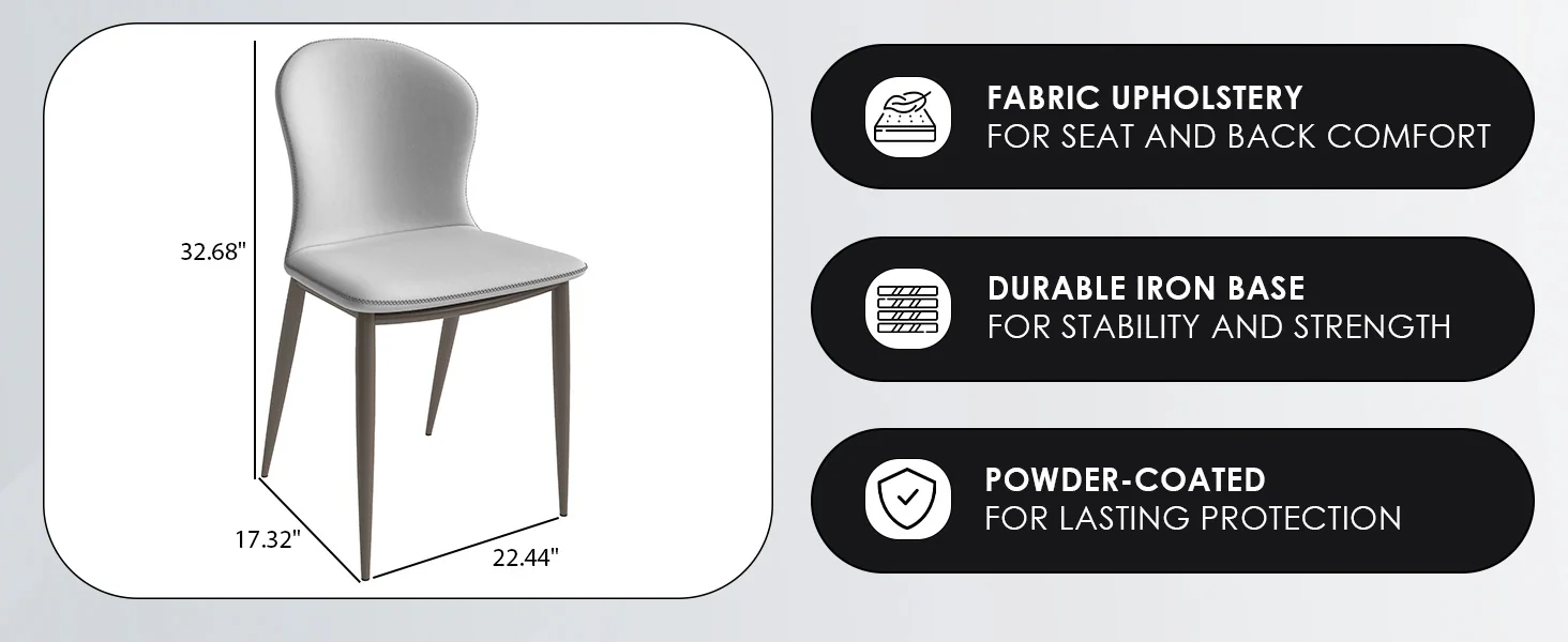 Mosaic Collection Modern Dining Chair in Coconut White Fabric - Set of 2