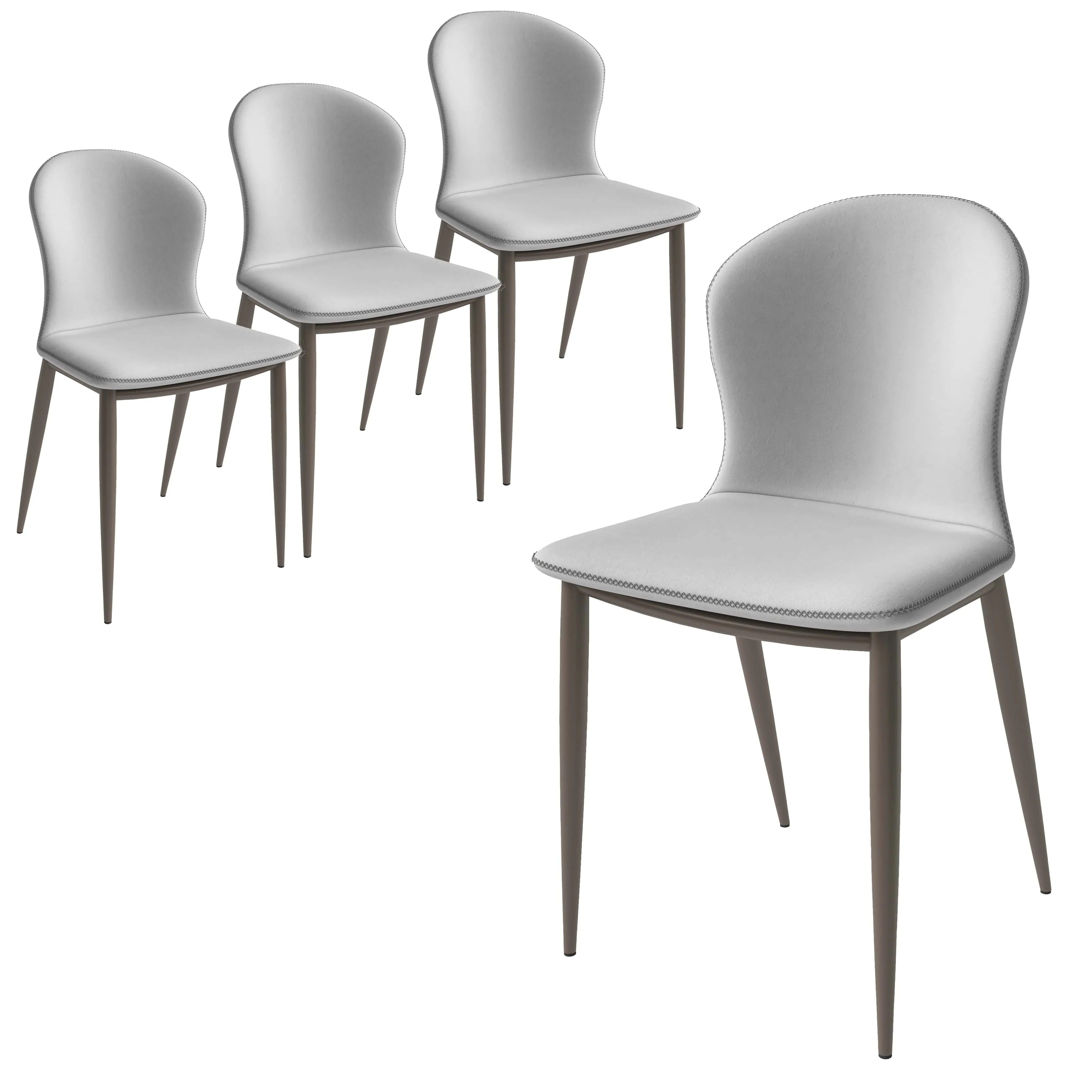 Mosaic Collection Modern Dining Chair in Coconut White Fabric - Set of 4