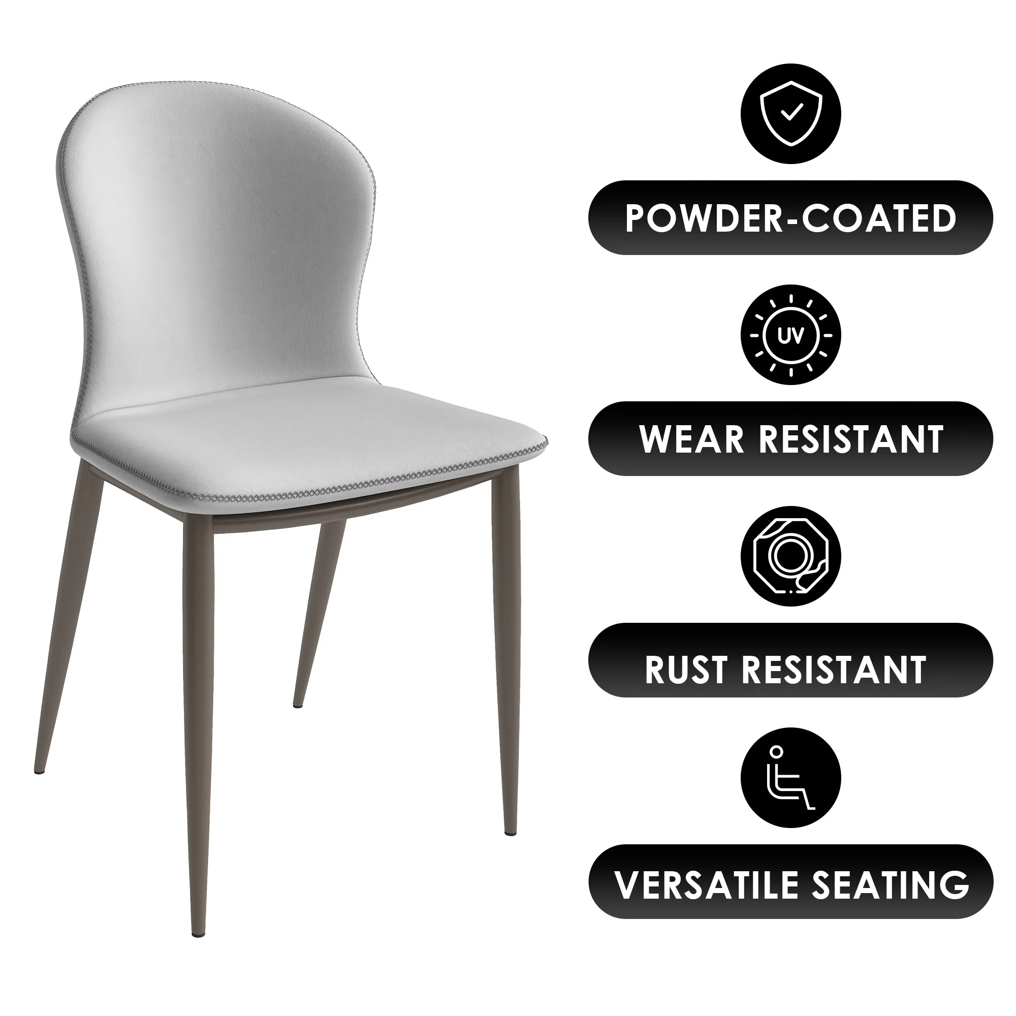 Mosaic Collection Modern Dining Chair in Coconut White Fabric - Set of 4