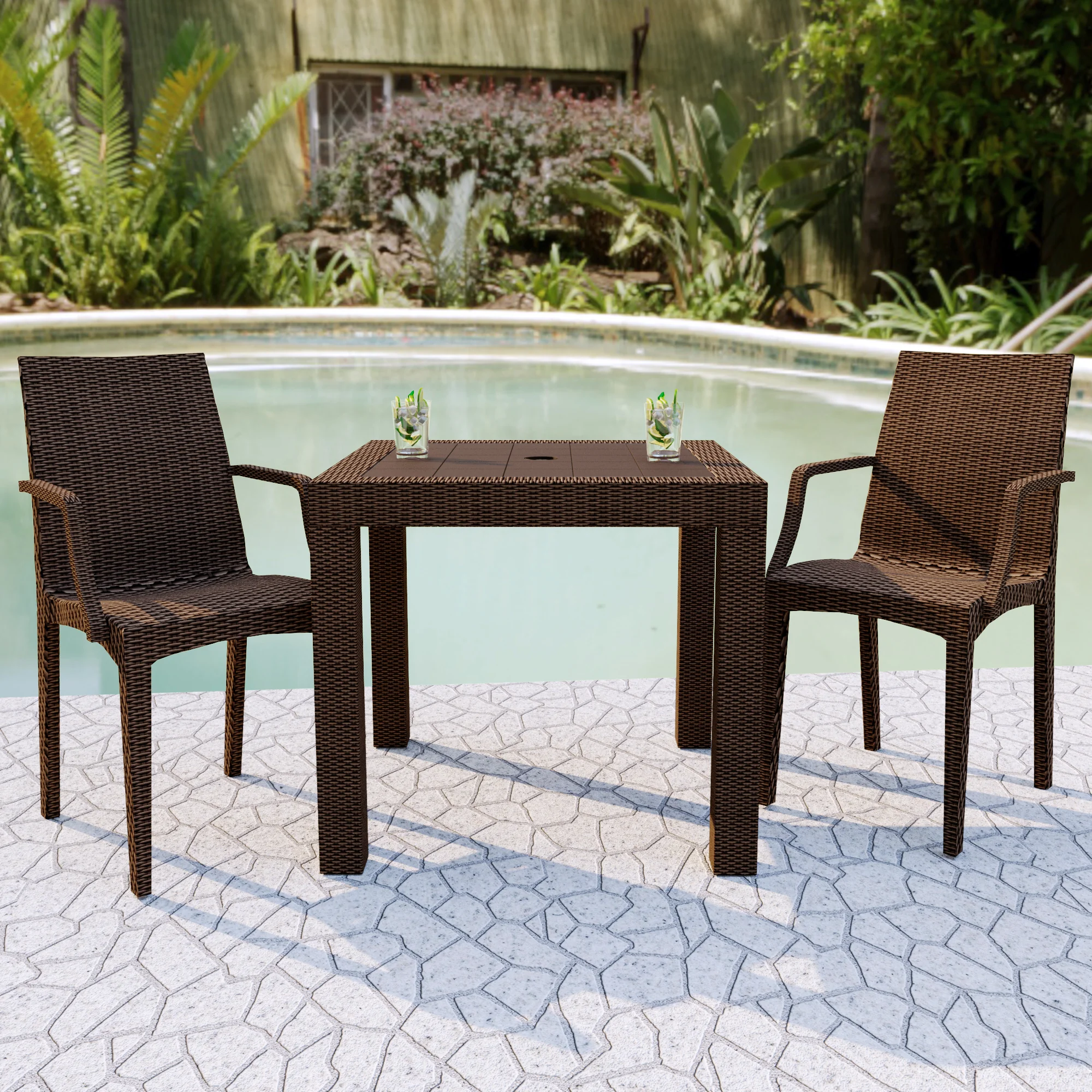 Weave Mace Indoor/Outdoor Chair (With Arms), Set of 2