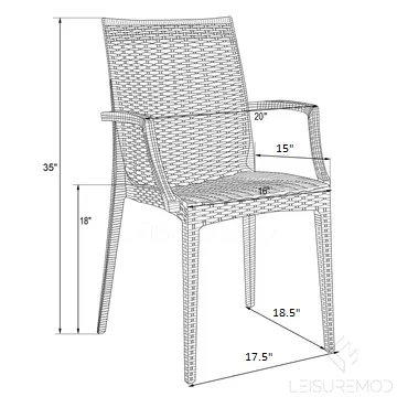 Weave Mace Indoor/Outdoor Chair (With Arms), Set of 4
