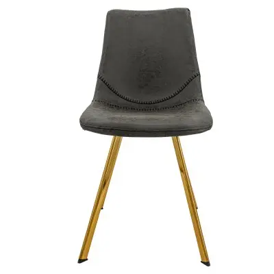 Markley Modern Leather Dining Chair With Gold Legs