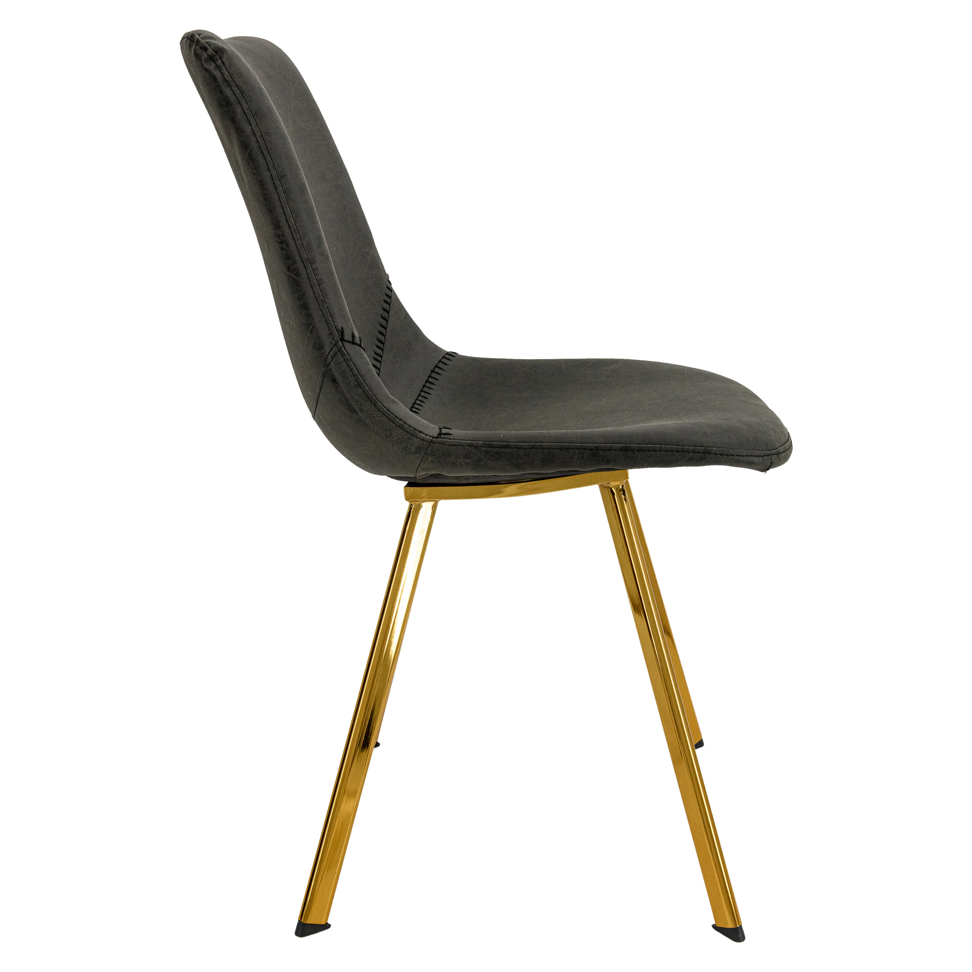 Markley Modern Leather Dining Chair With Gold Legs Set of 2