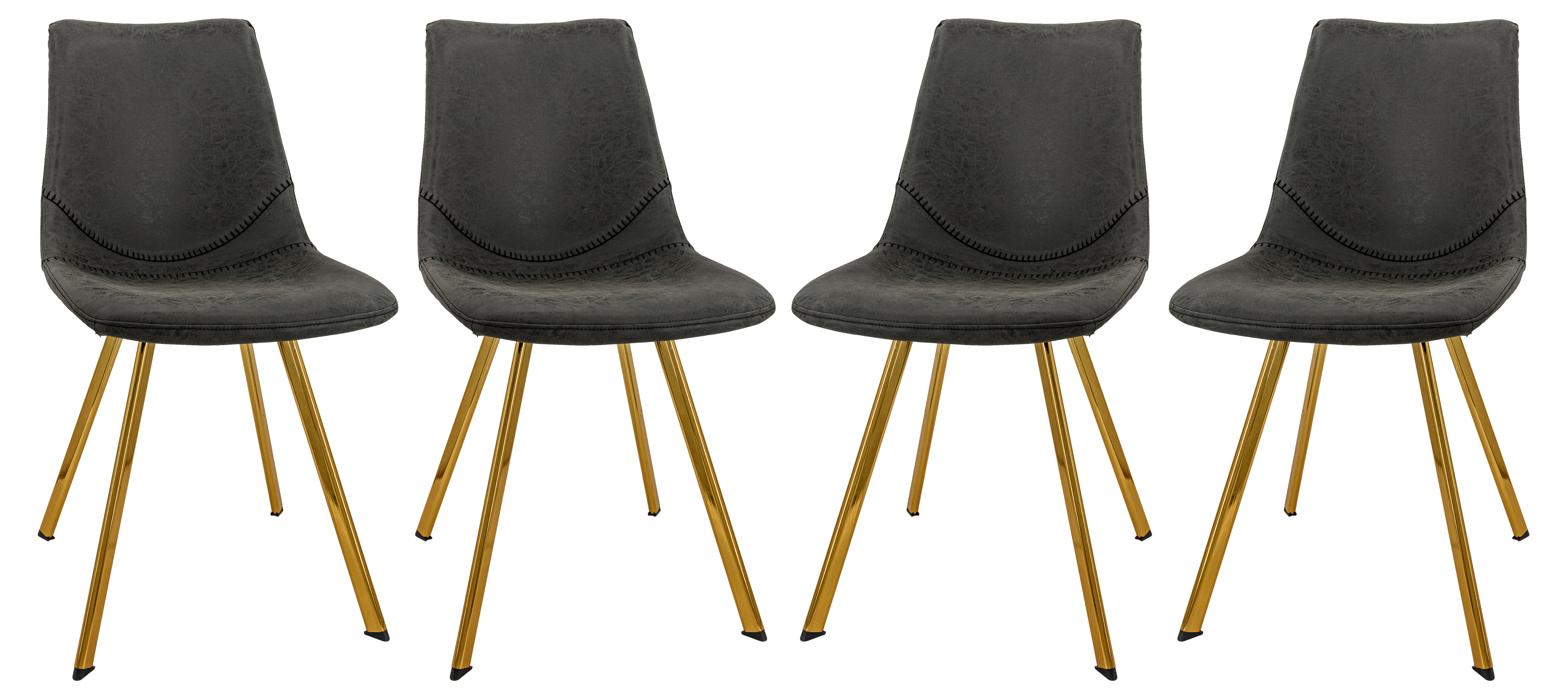 Markley Modern Leather Dining Chair With Gold Legs Set of 4