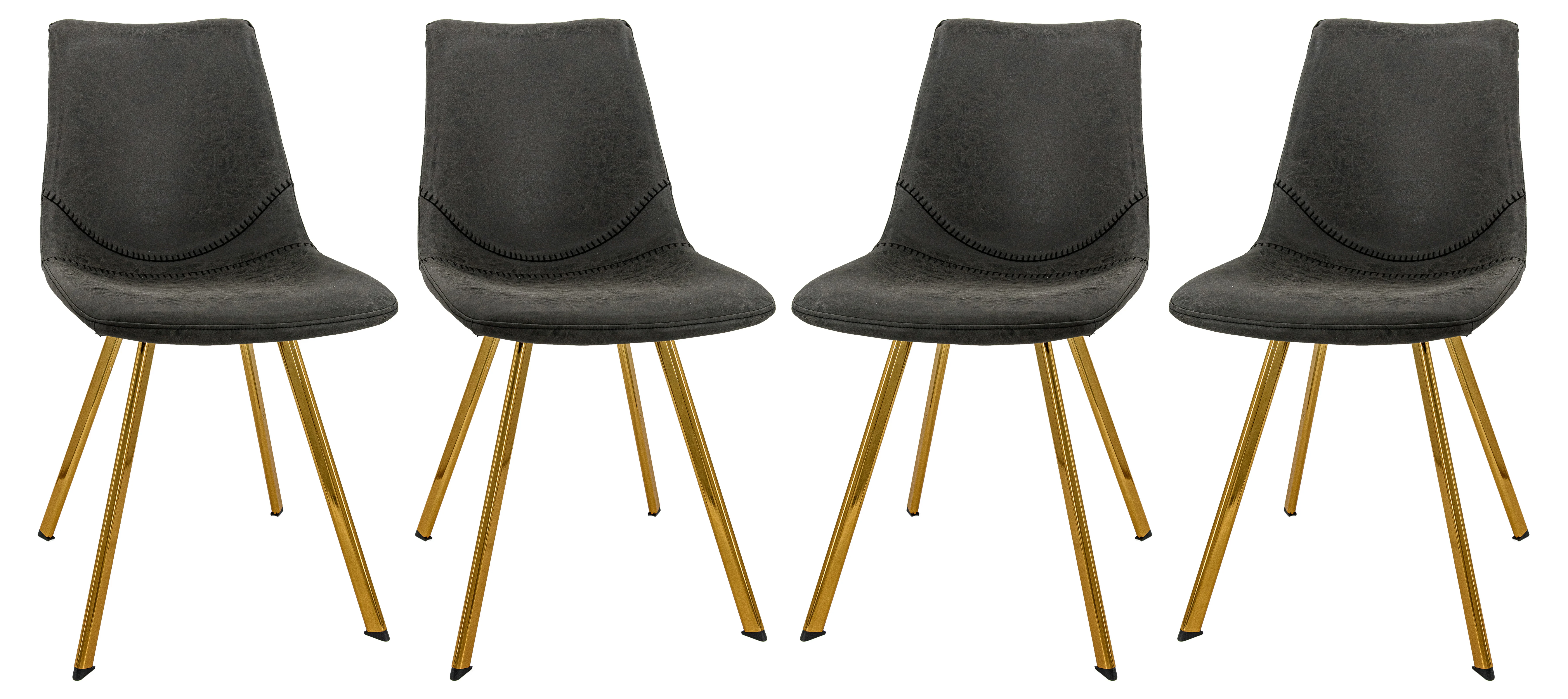 Markley Modern Leather Dining Chair With Gold Legs Set of 4
