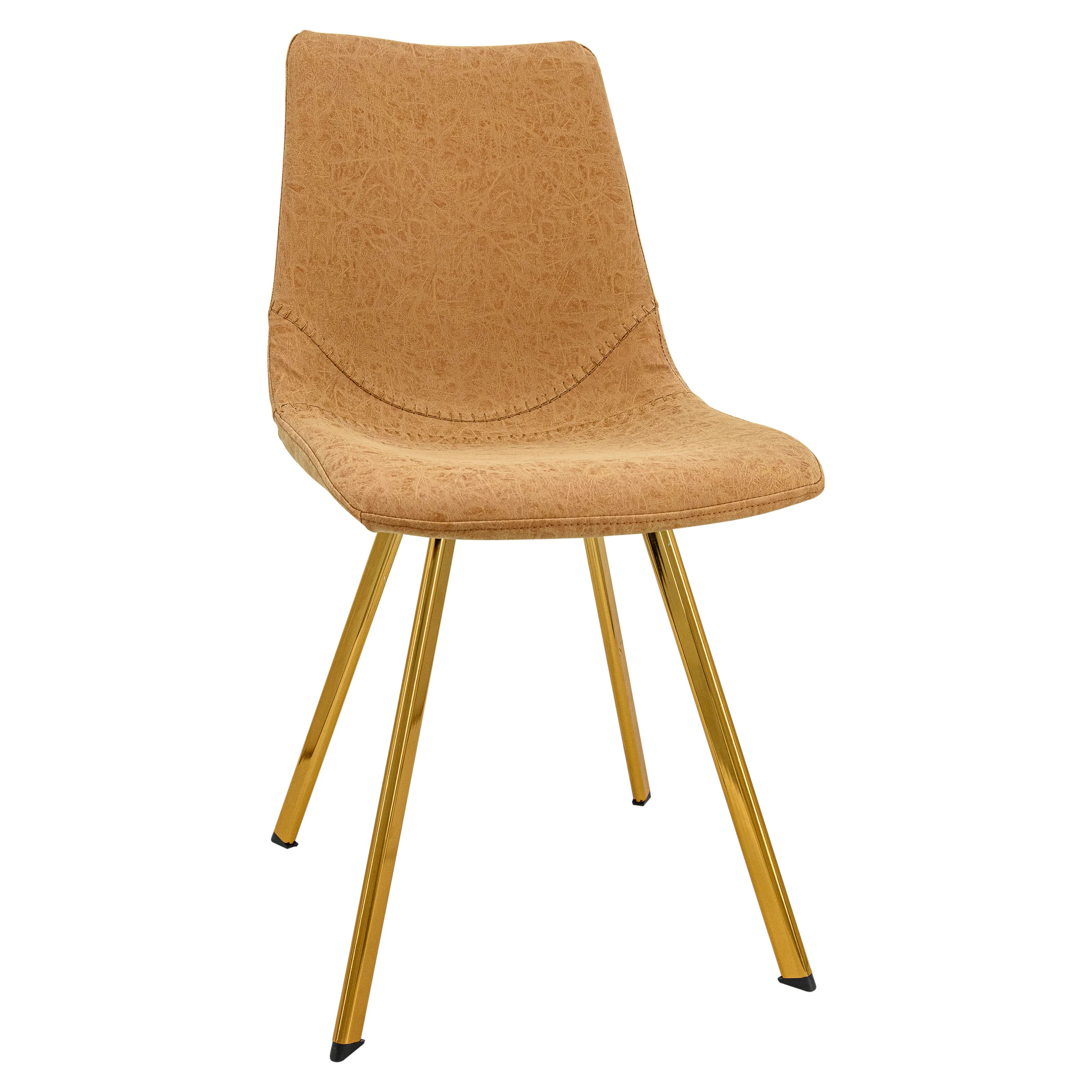 Markley Modern Leather Dining Chair With Gold Legs