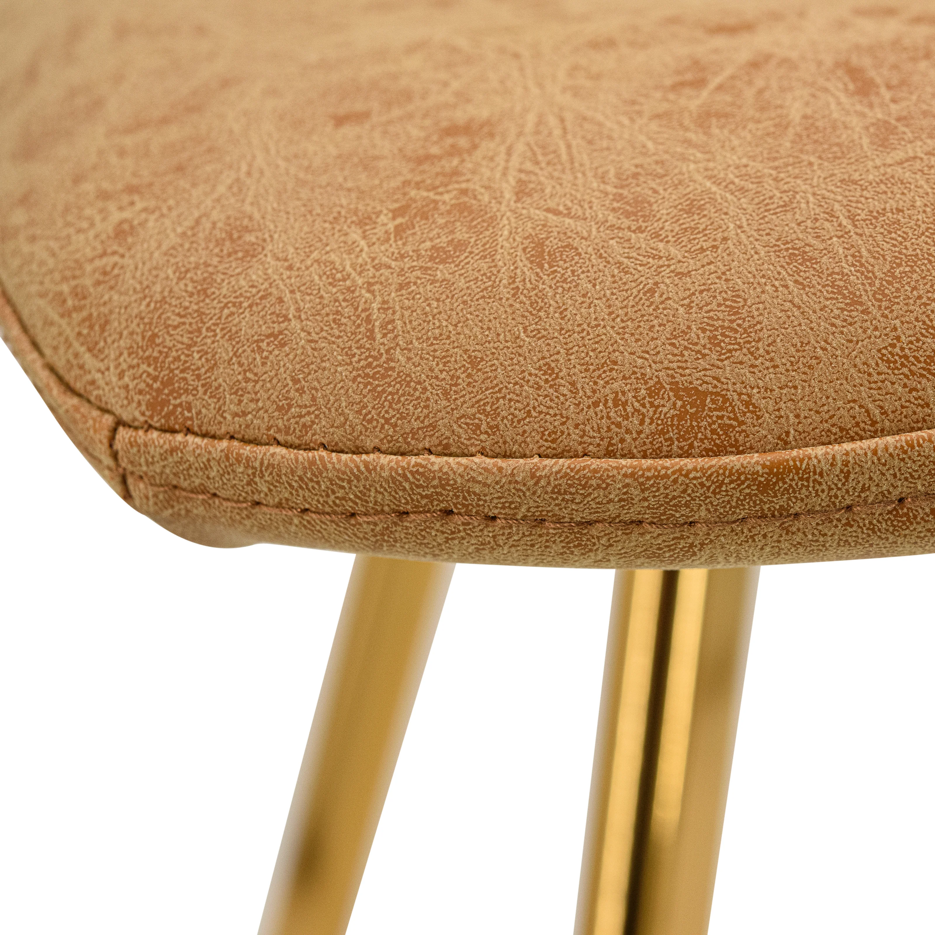 Markley Modern Leather Dining Chair With Gold Legs