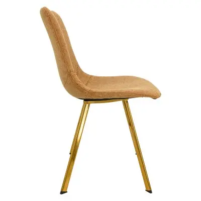 Markley Modern Leather Dining Chair With Gold Legs Set of 2