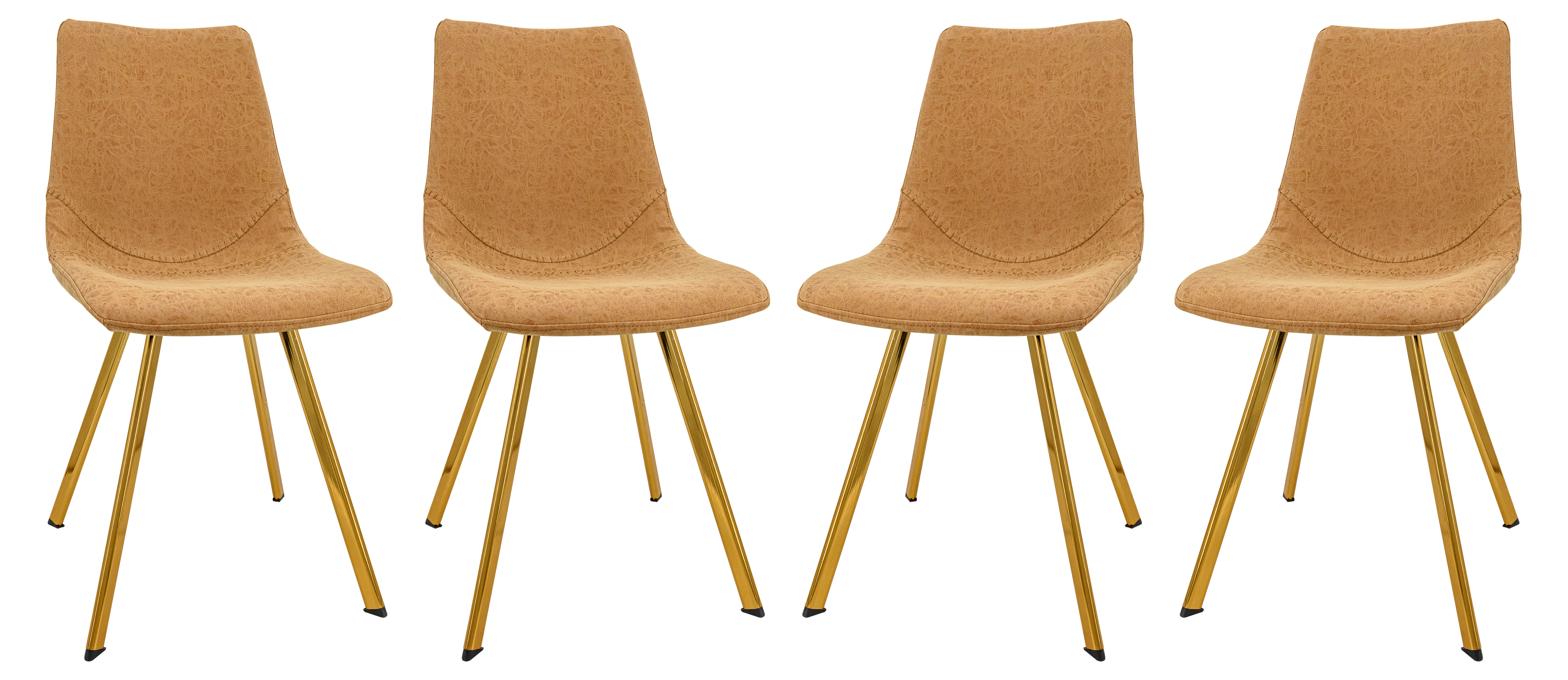 Markley Modern Leather Dining Chair With Gold Legs Set of 4