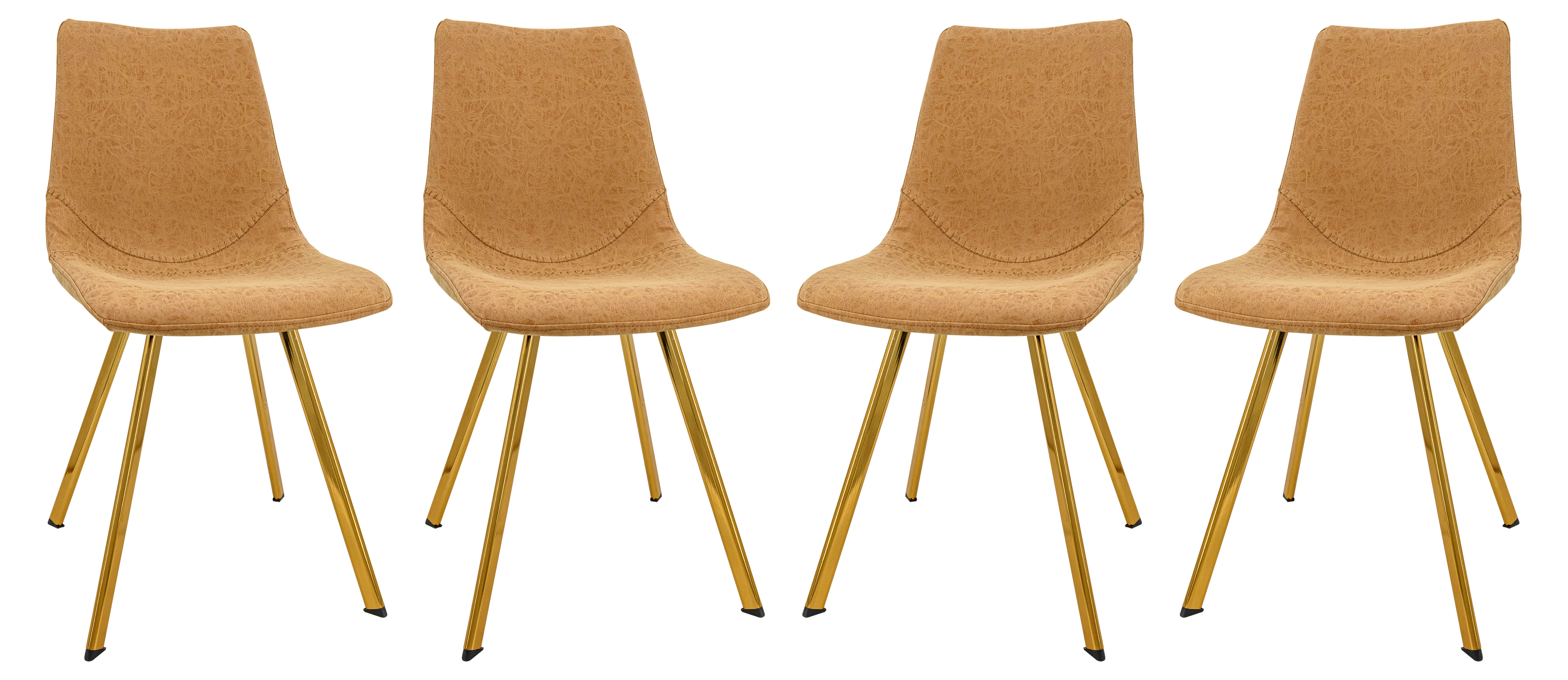 Markley Modern Leather Dining Chair With Gold Legs Set of 4