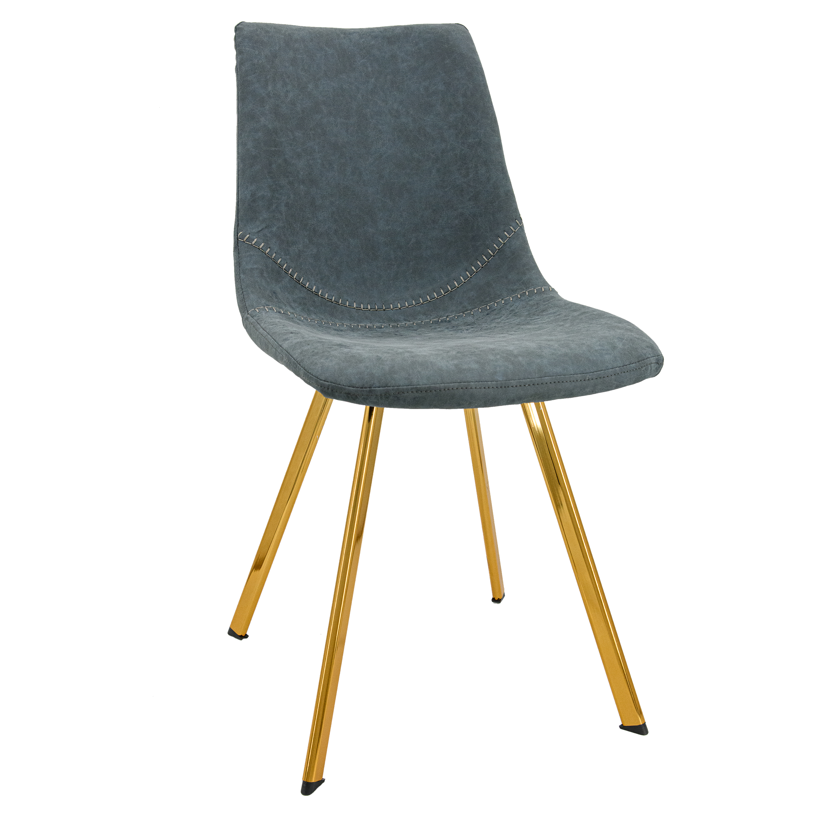 Markley Modern Leather Dining Chair With Gold Legs
