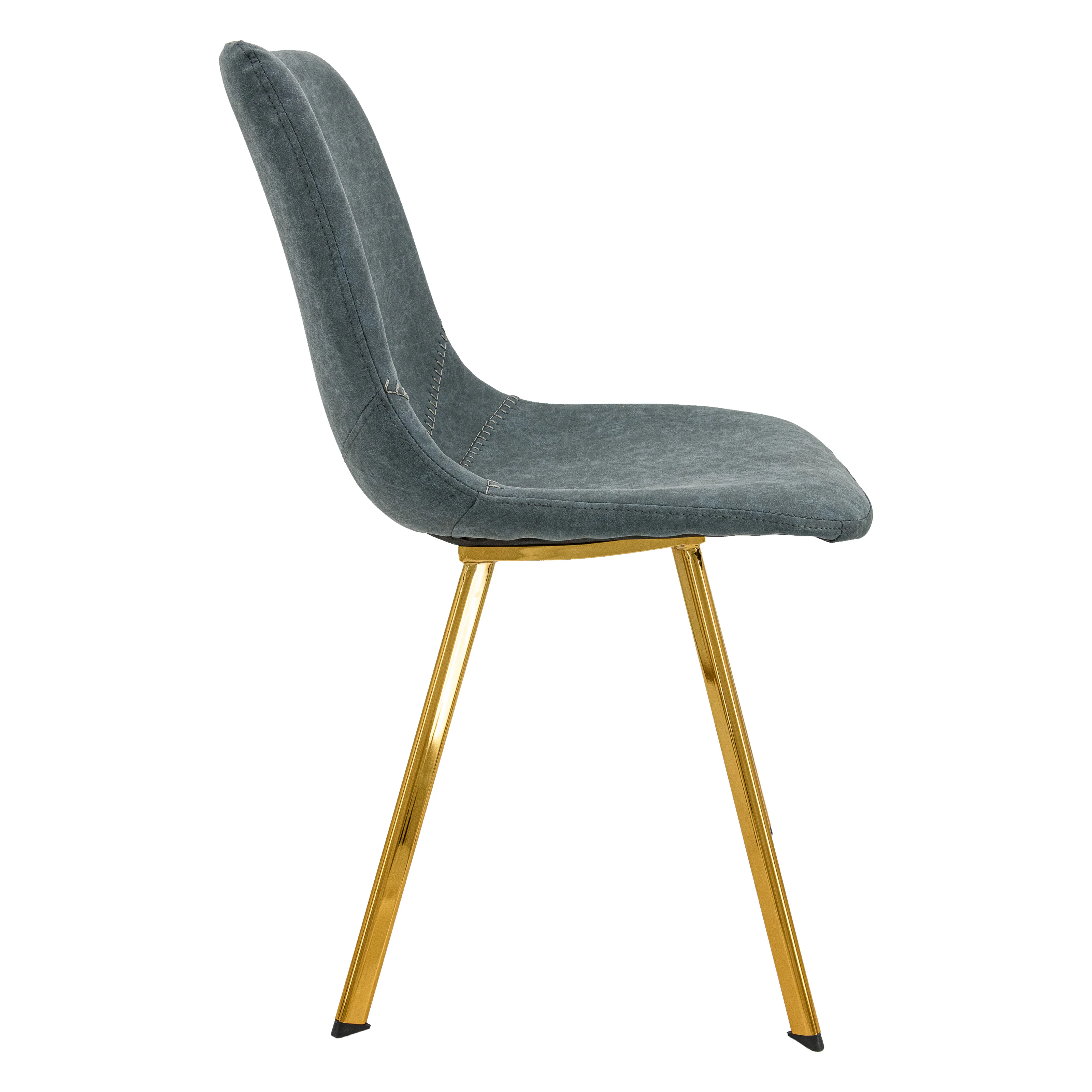 Markley Modern Leather Dining Chair With Gold Legs